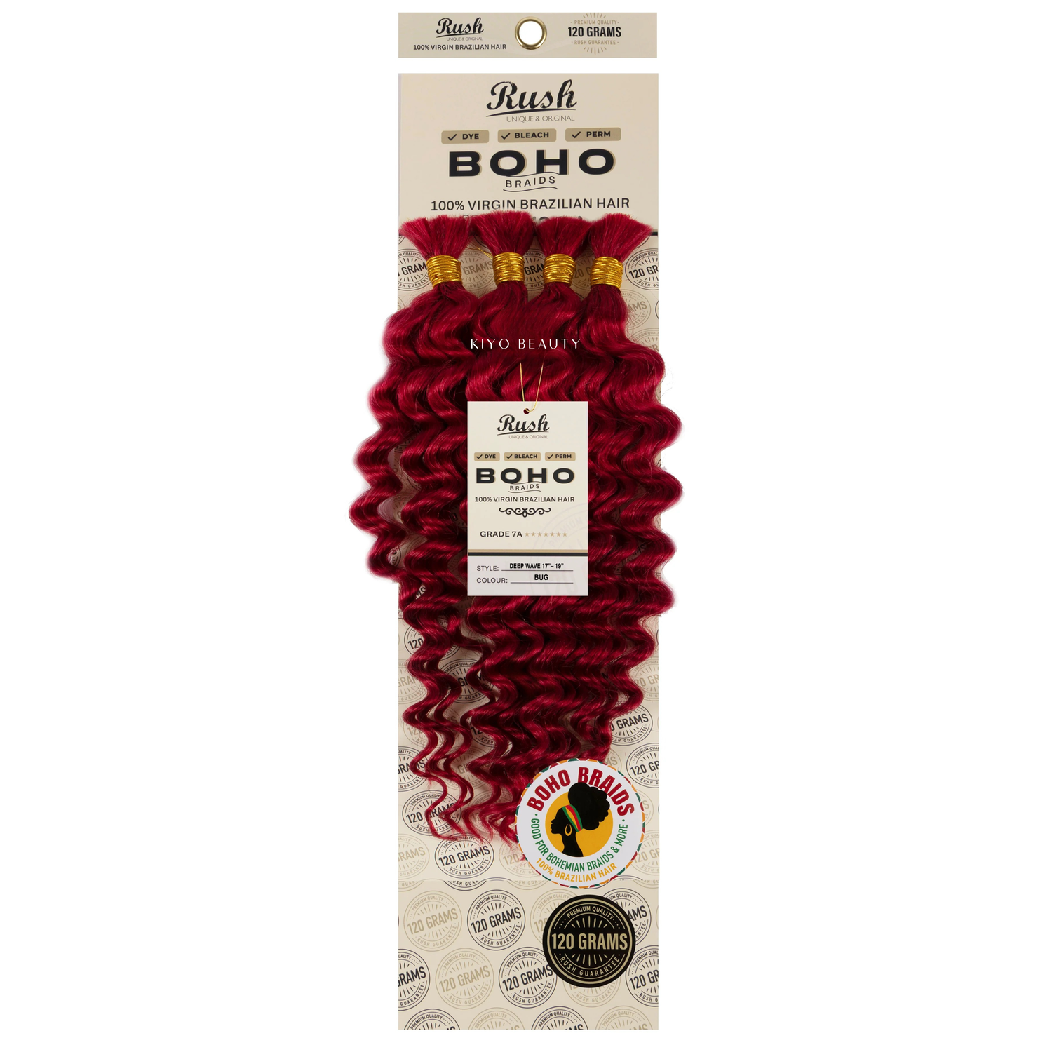 Rush 100% Virgin Brazilian Boho Braids Deep Wave Bulk 17-19"