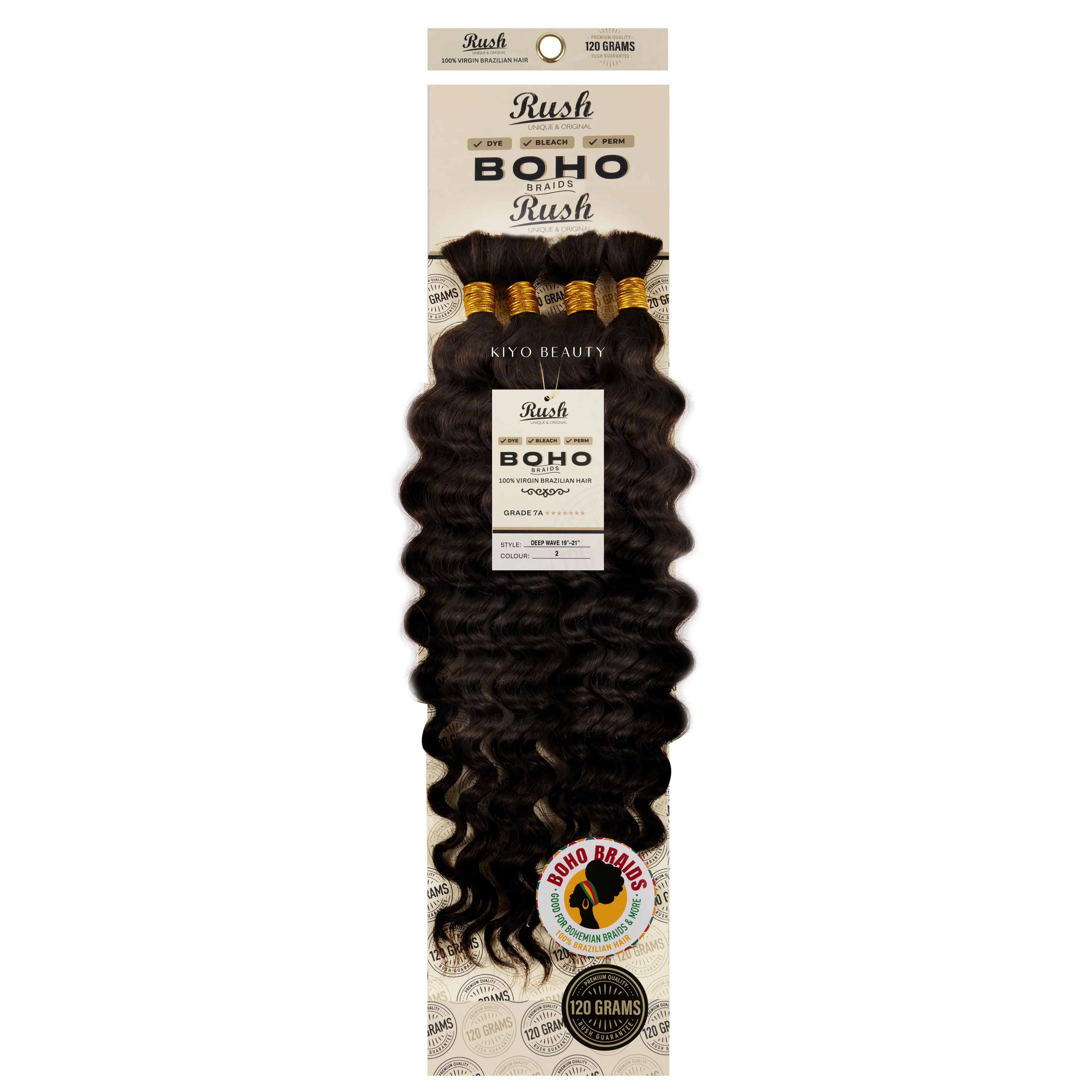 Rush 100% Virgin Brazilian Boho Braids Deep Wave Bulk 19-21"