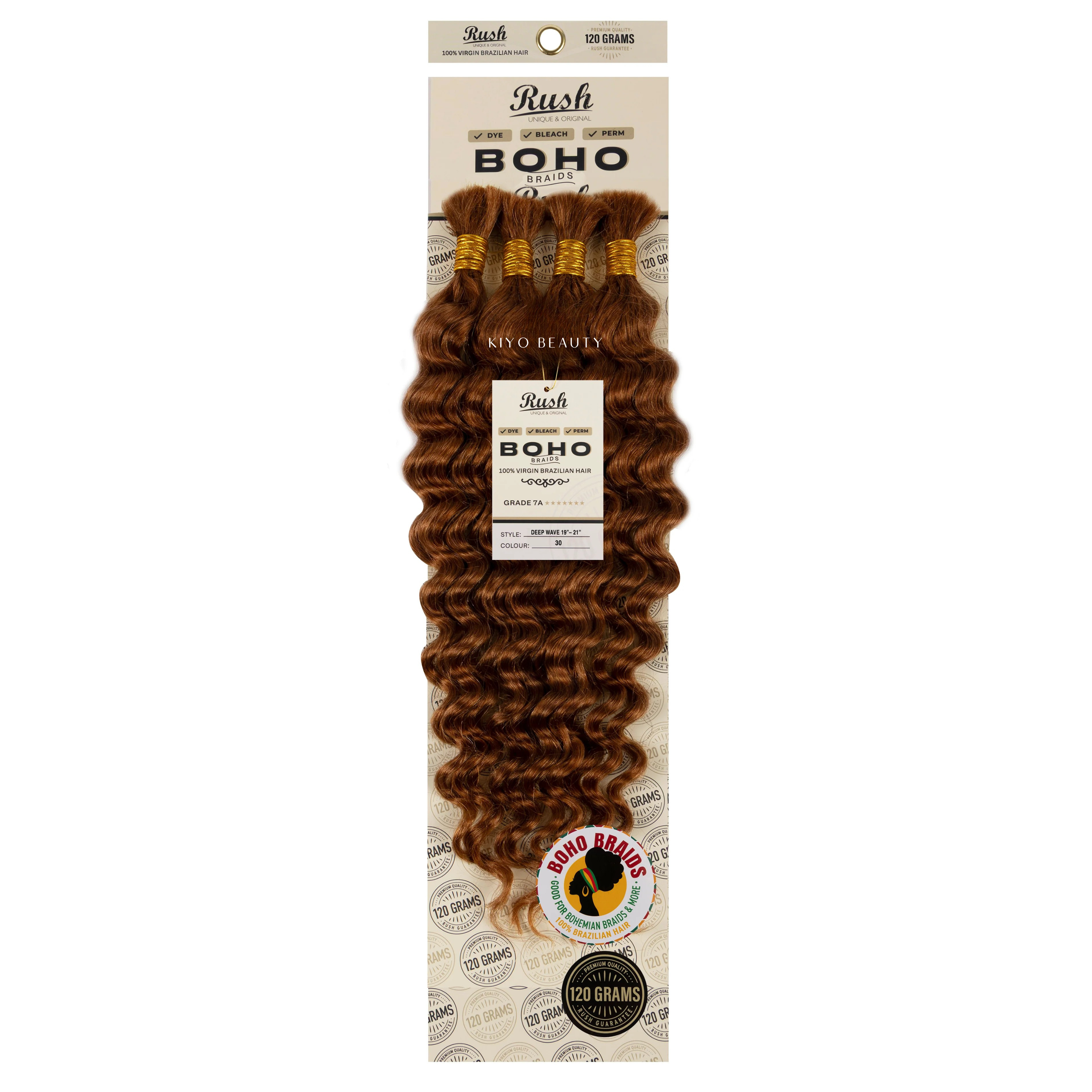 Rush 100% Virgin Brazilian Boho Braids Deep Wave Bulk 19-21"