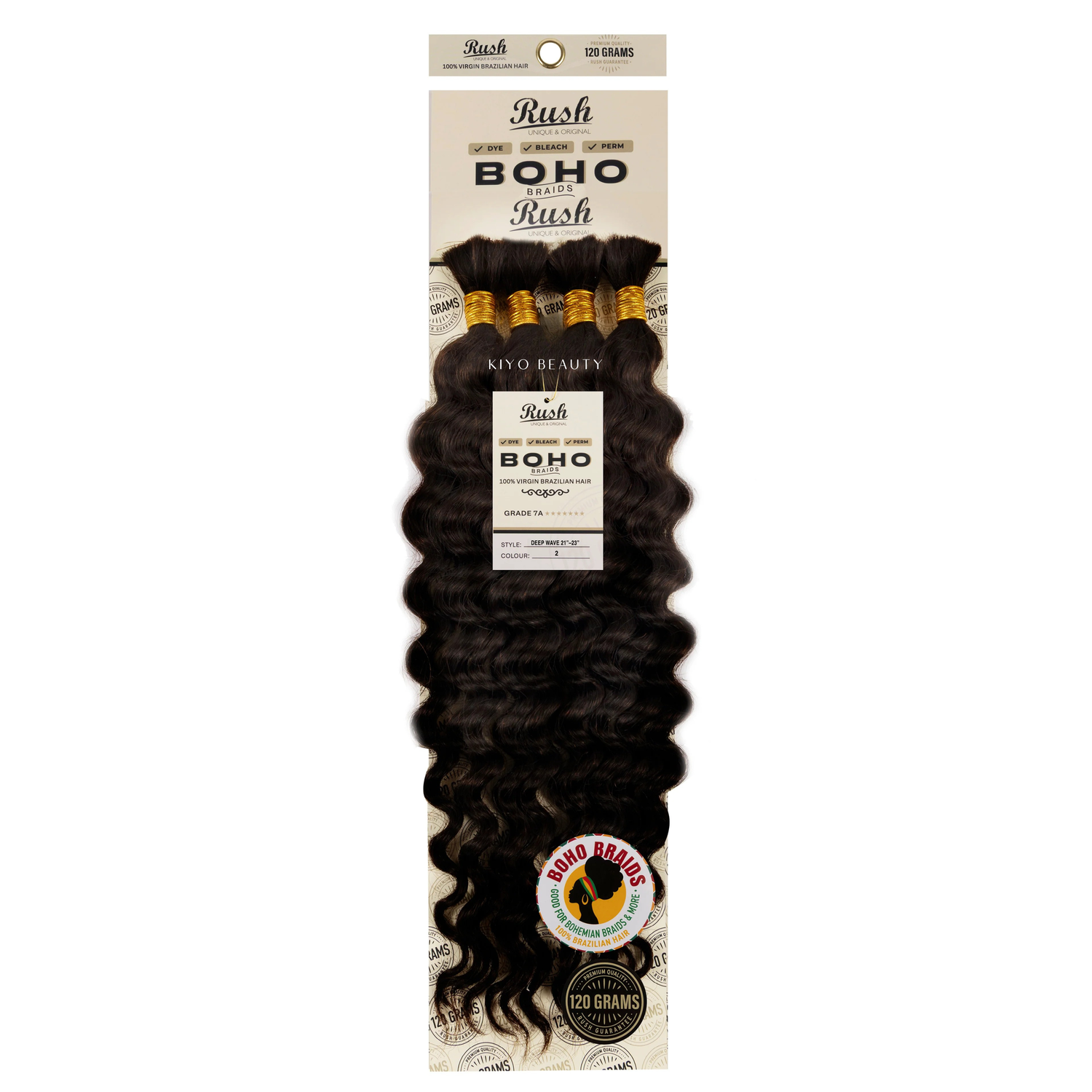 Rush 100% Virgin Brazilian Boho Braids Deep Wave Bulk 21-23&