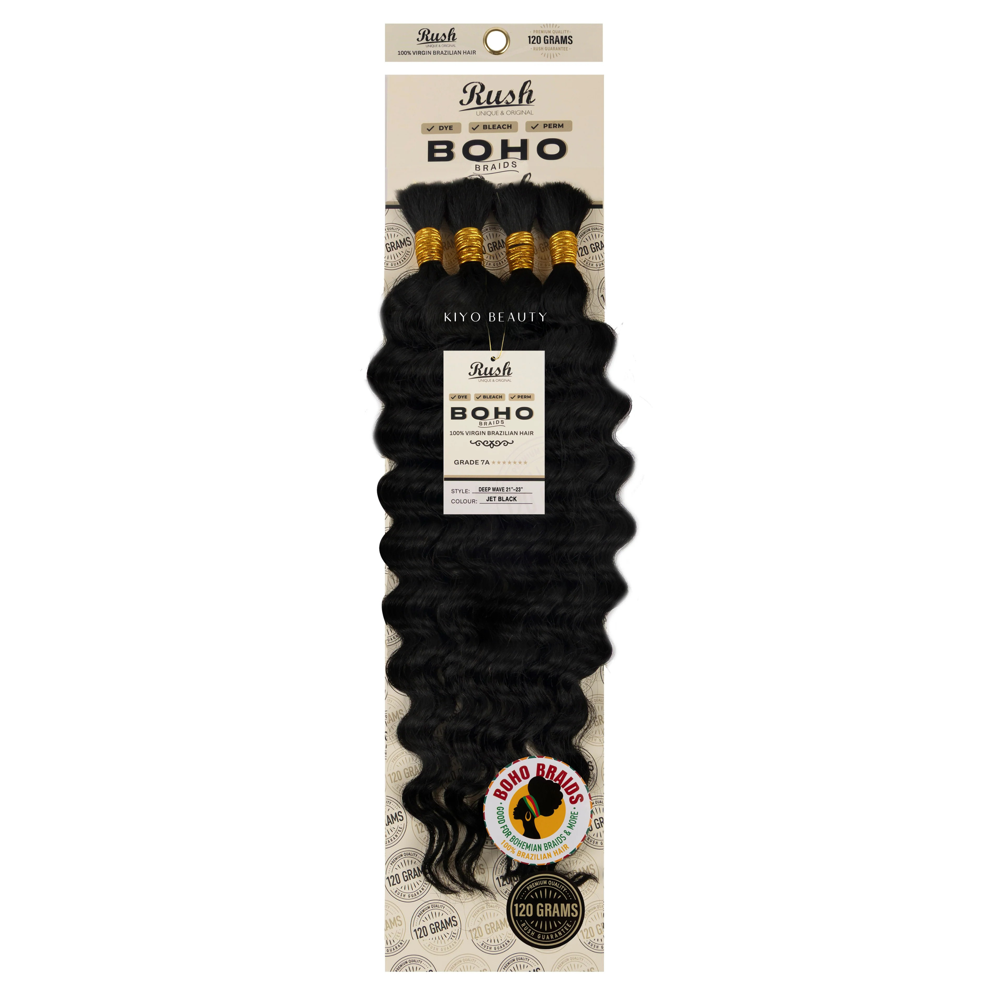 Rush 100% Virgin Brazilian Boho Braids Deep Wave Bulk 21-23'