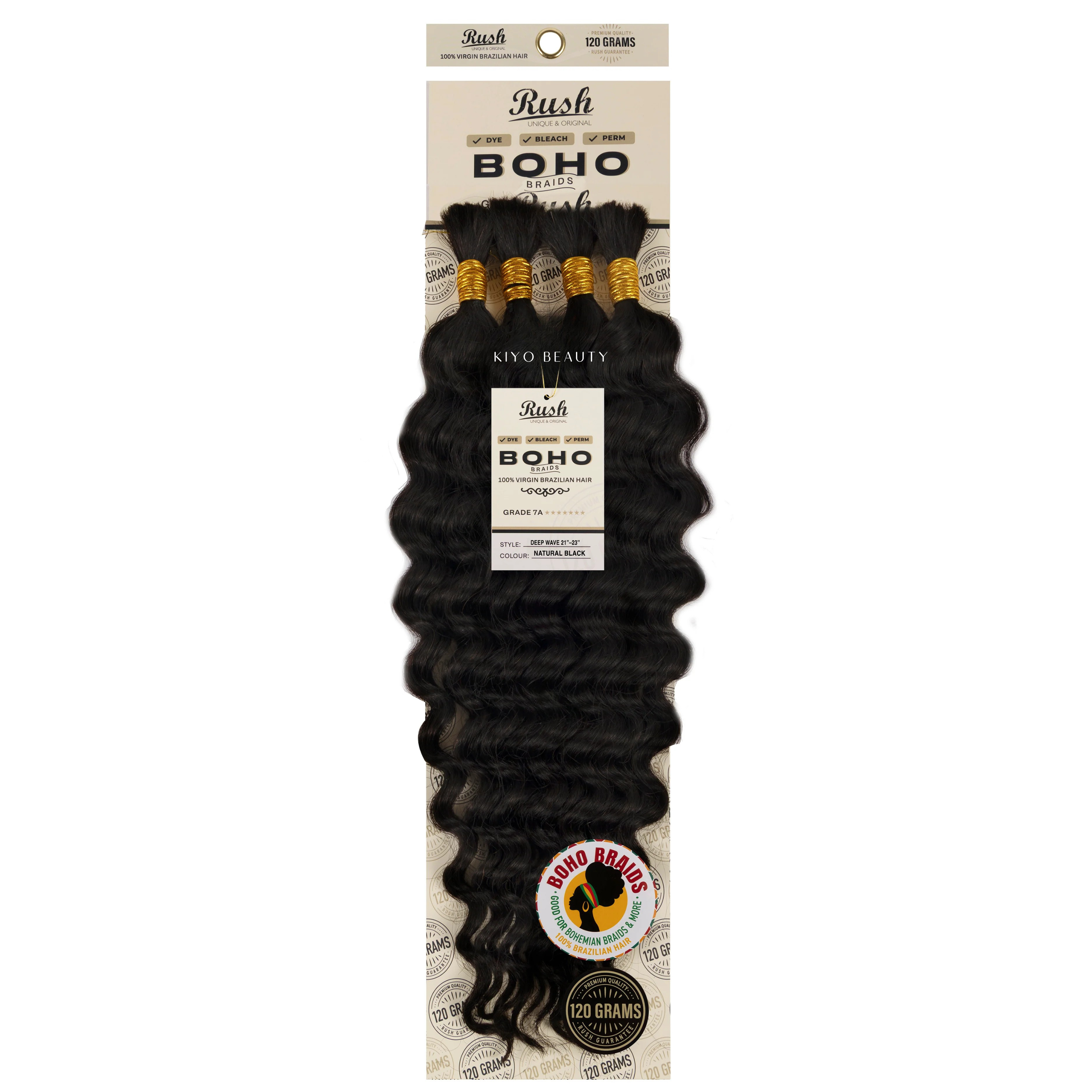 Rush 100% Virgin Brazilian Boho Braids Deep Wave Bulk 21-23'