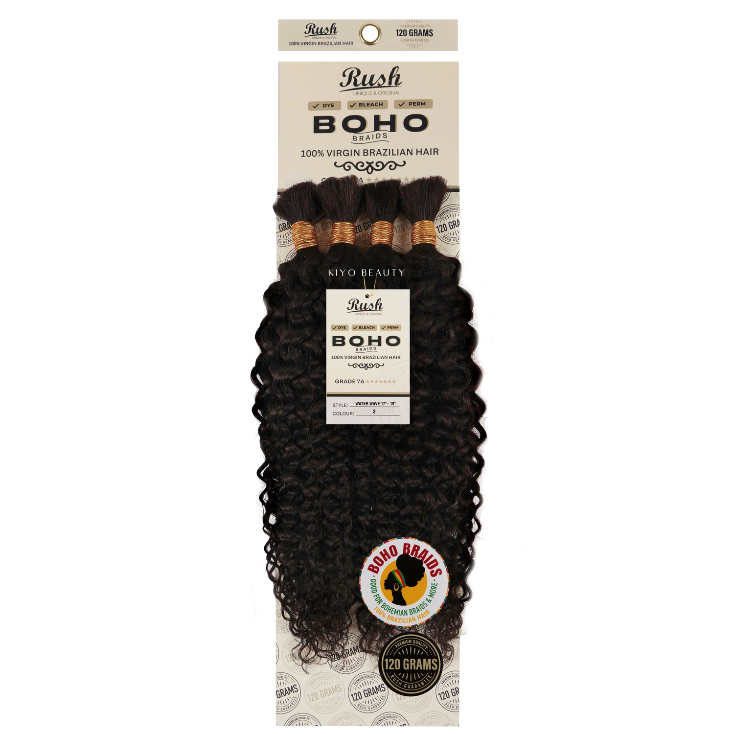 Rush 100% Virgin Brazilian Boho Braids Water Wave Bulk 17-19"