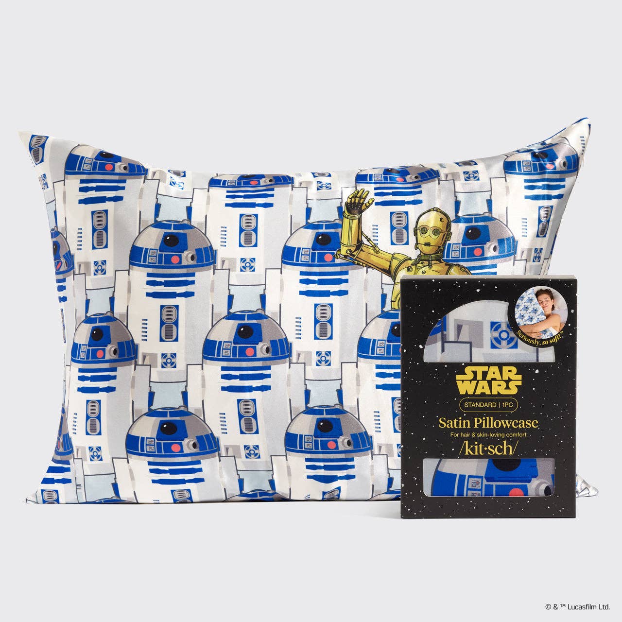 Star Wars™ &amp; Kitsch Satin Pillowcase in R2-D2 &amp; C-3PO