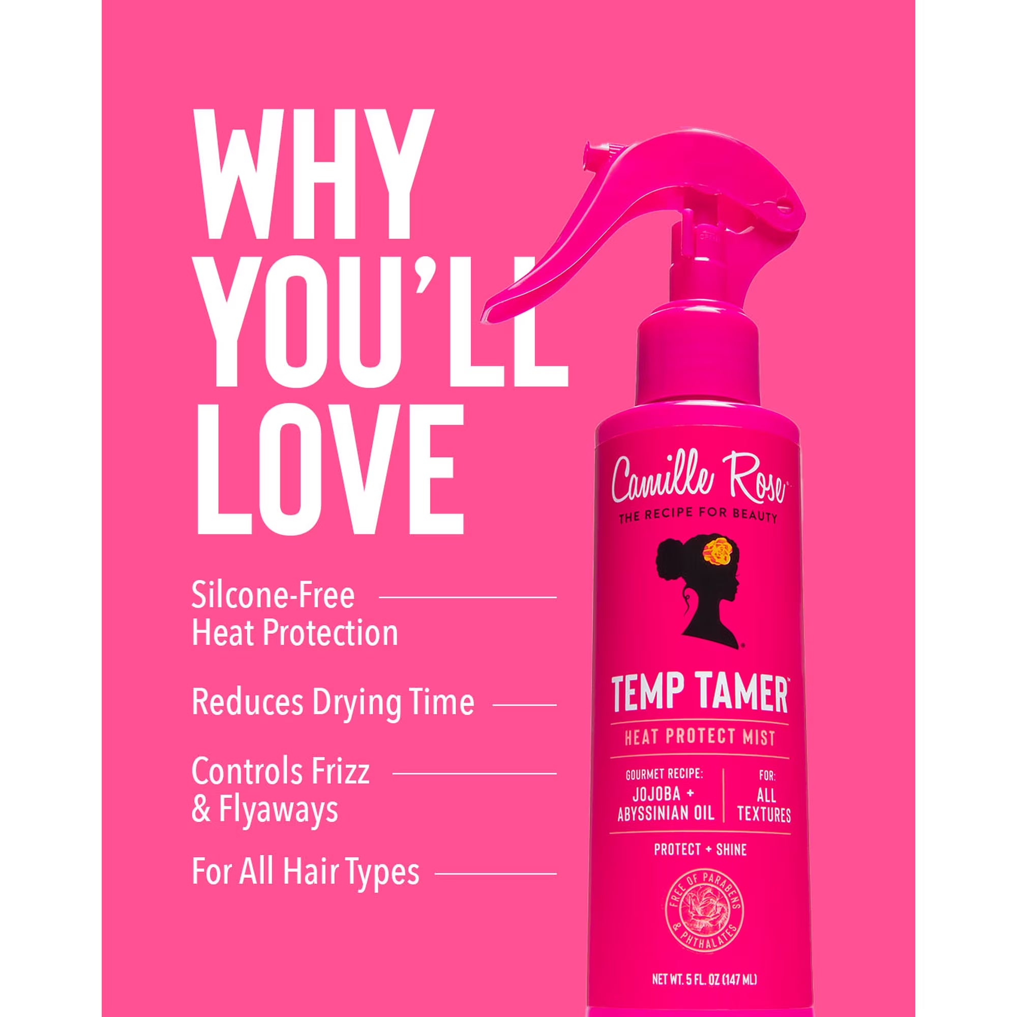 Camille Rose Temp Tamer Heat Protect Mist 5oz / 147ml