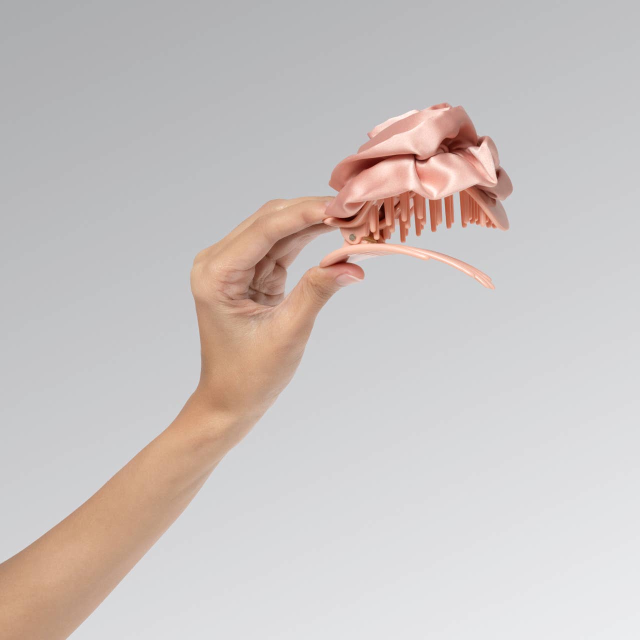 Kitsch Satin Rosette Medium Flat Cloud Clip - Terracotta