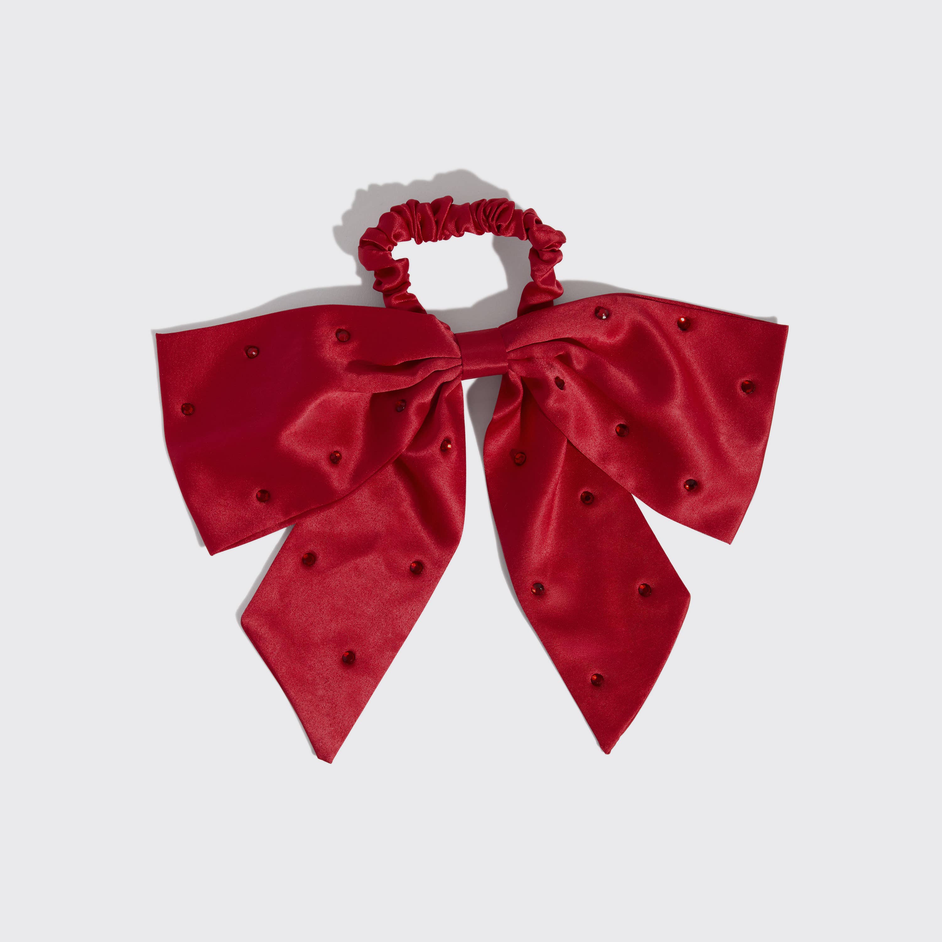 Kitsch Holiday Satin &amp; Rhinestone Bow Scrunchie