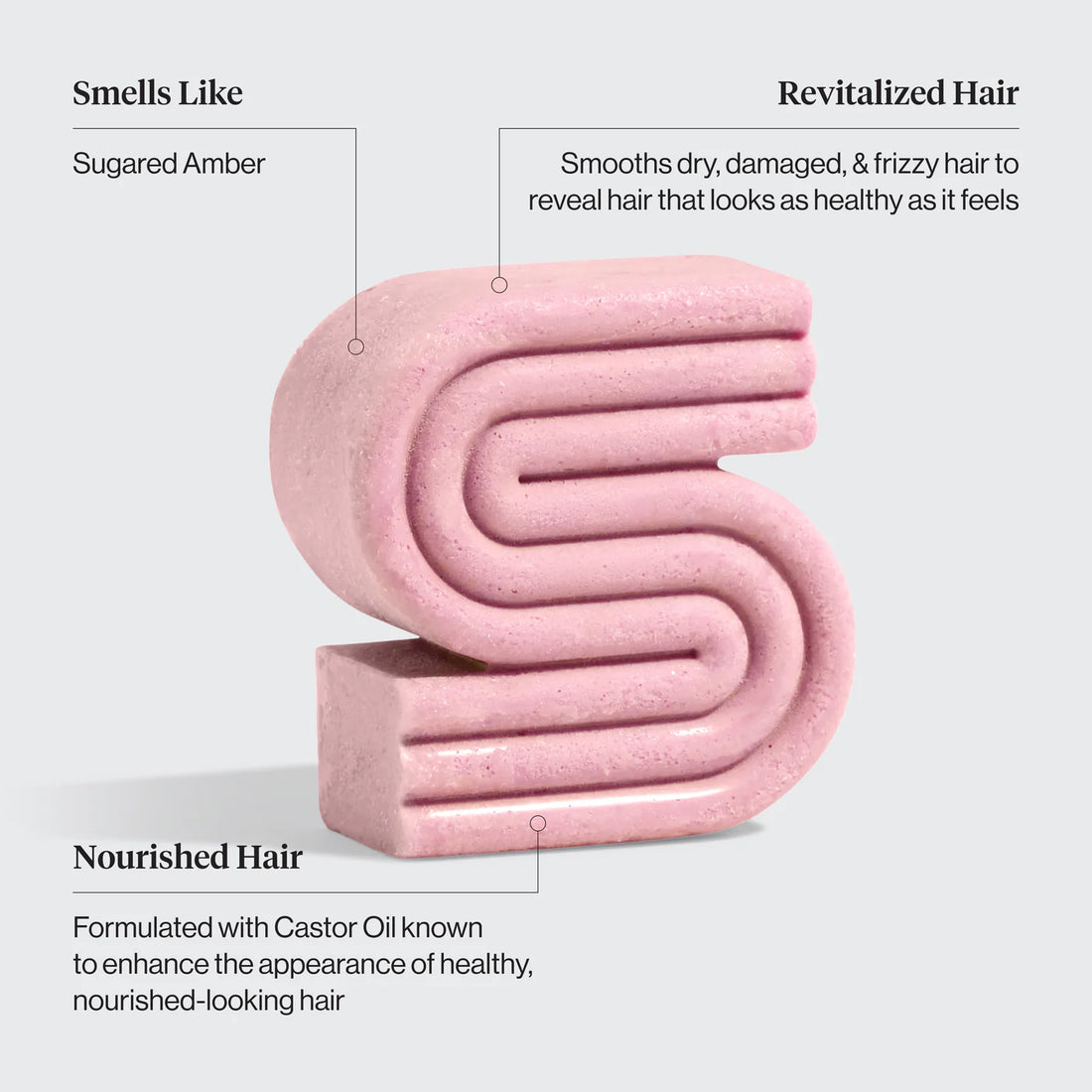 kitsch Castor oil nourishing shampoo bar
 hair product with text describing its benefits on a light gray background