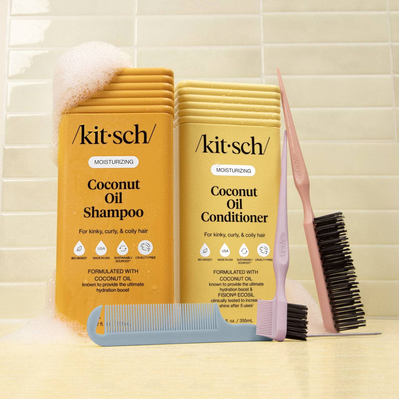 Kitsch Moisturizing Coconut Oil Shampoo &amp; Conditioner Bottle Duo - 2pc