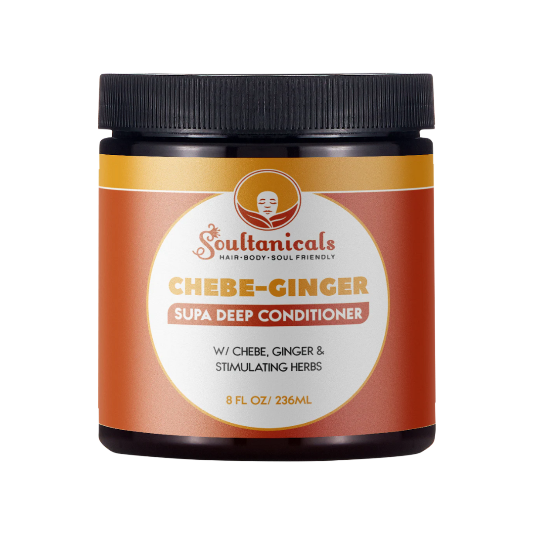 Soultrainicals Chebe-Ginger Supa Deep Conditioner jar on a white background