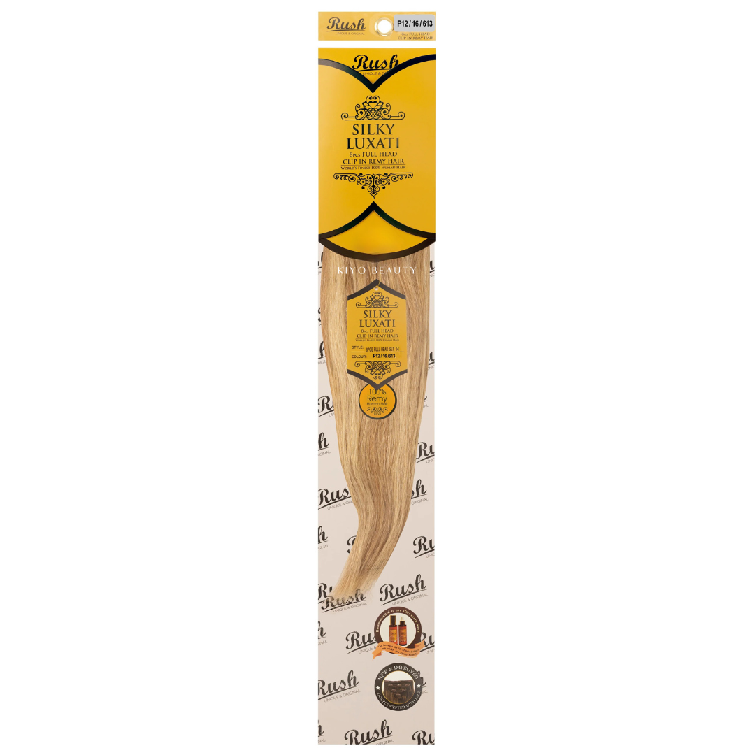 Rush Silky Luxati Human Hair Extension 8pc Full Head Clip in 14"