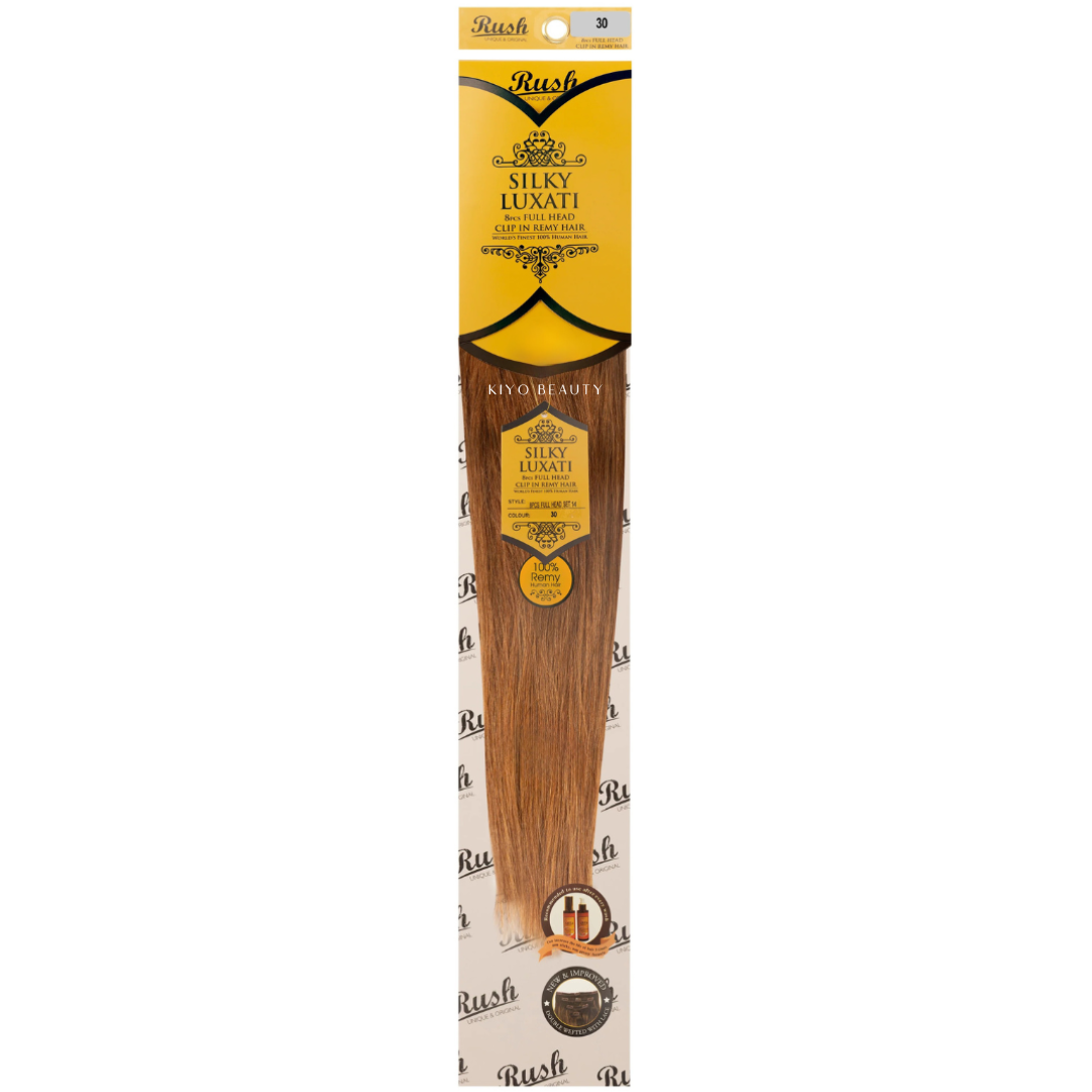 Rush Silky Luxati Human Hair Extension 8pc Full Head Clip in 14"