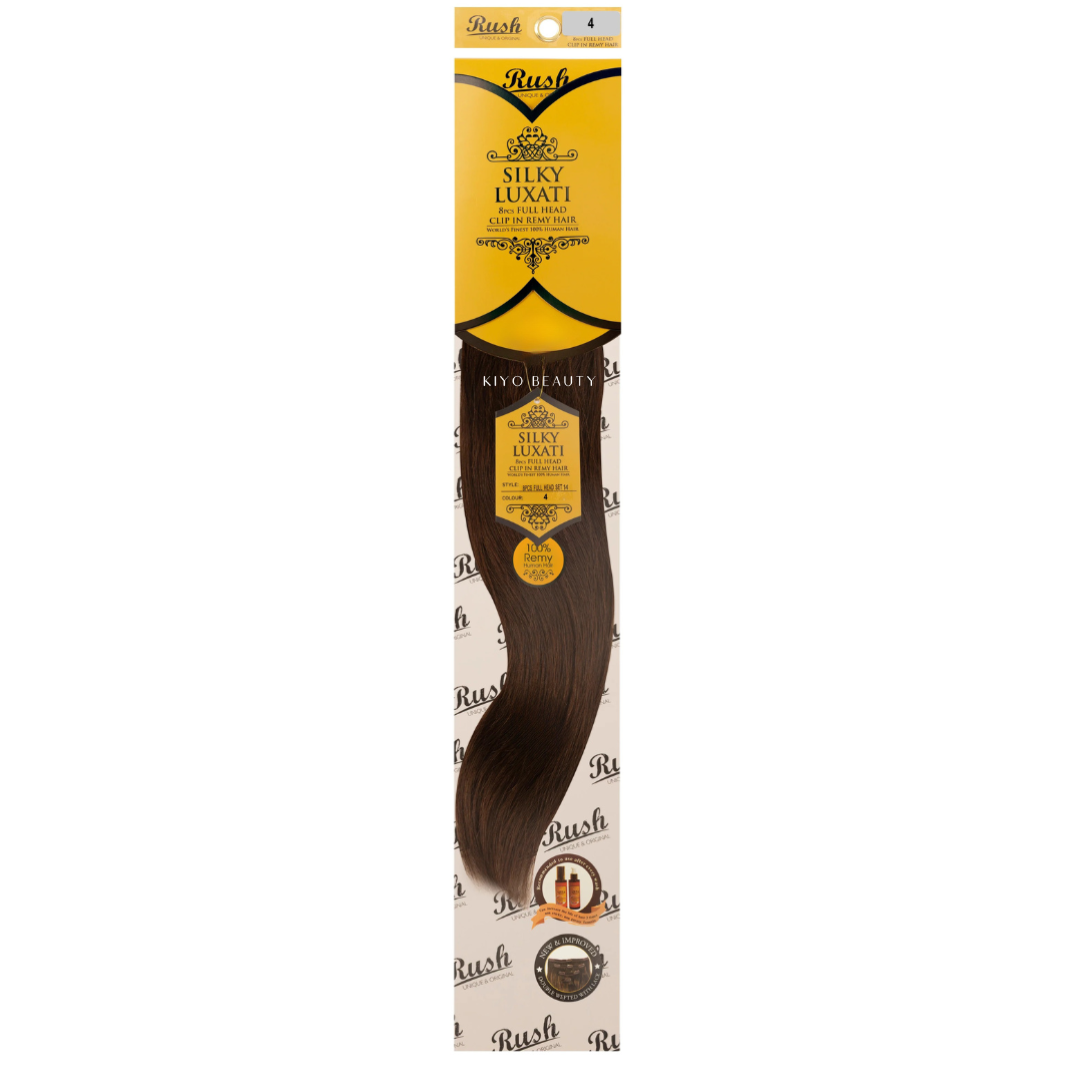 Rush Silky Luxati Human Hair Extension 8pc Full Head Clip in 14"