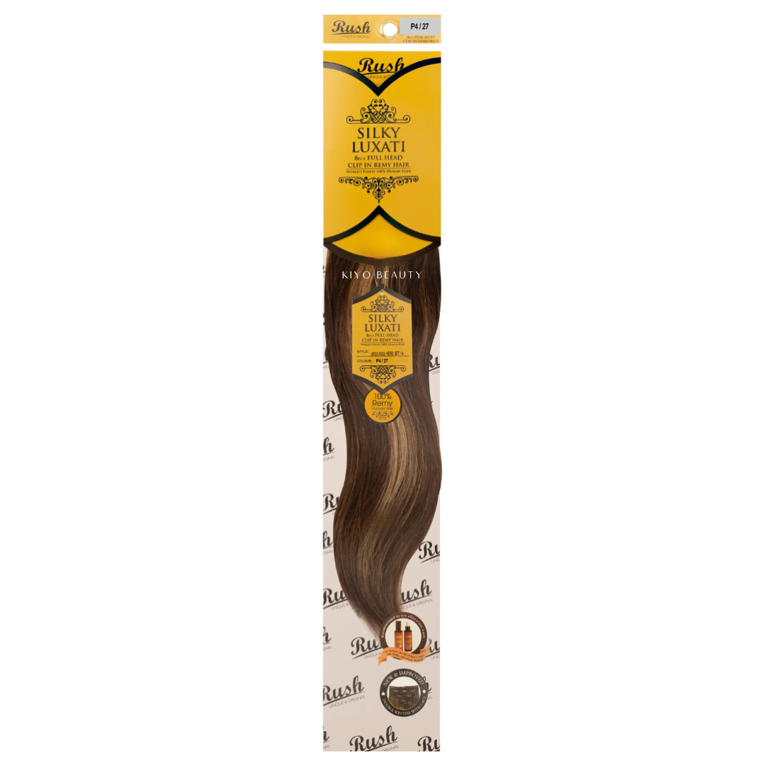 Rush Silky Luxati Human Hair Extension 8pc Full Head Clip in 14"