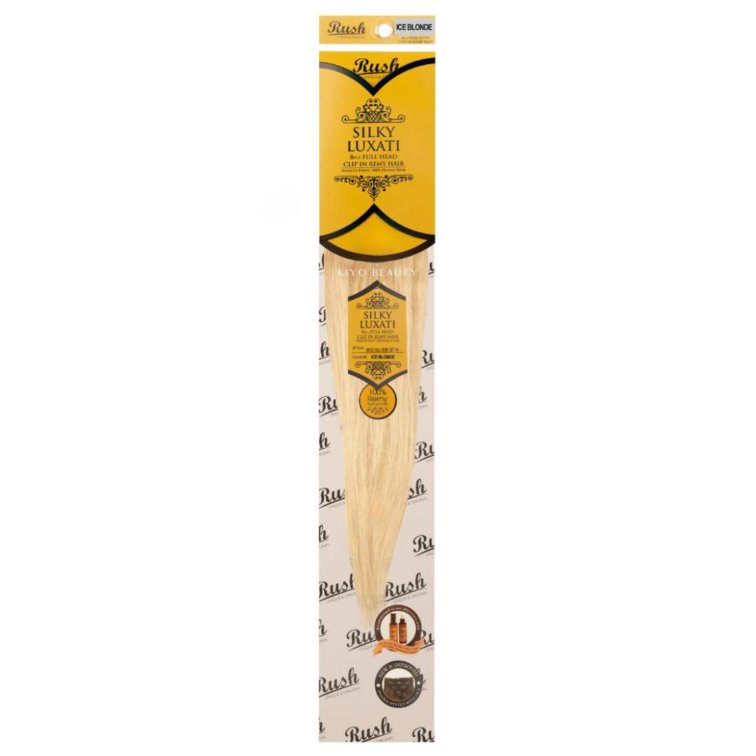 Rush Silky Luxati Human Hair Extension 8pc Full Head Clip in 14"