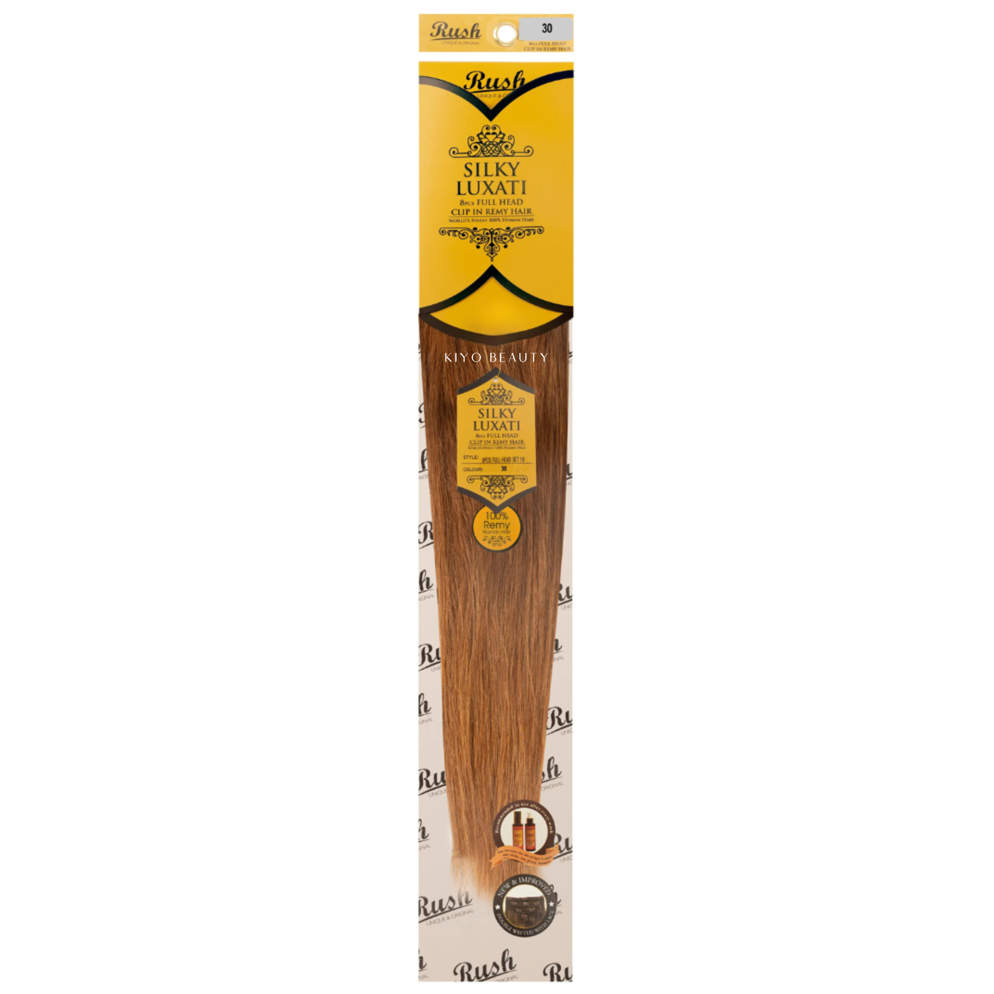 Rush Silky Luxati Human Hair Extension 8pc Full Head Clip in 18"