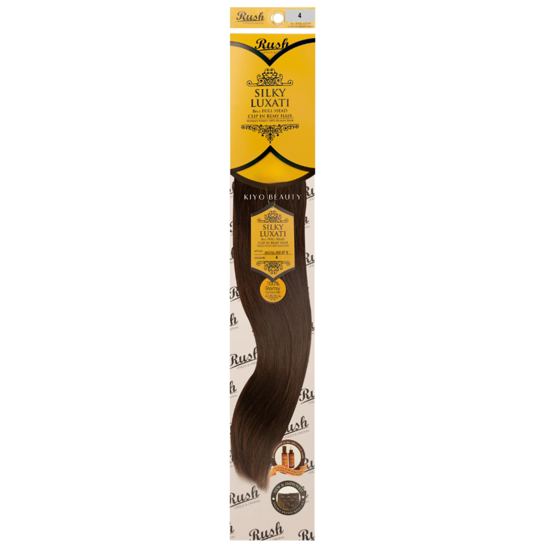 Rush Silky Luxati Human Hair Extension 8pc Full Head Clip in 18"