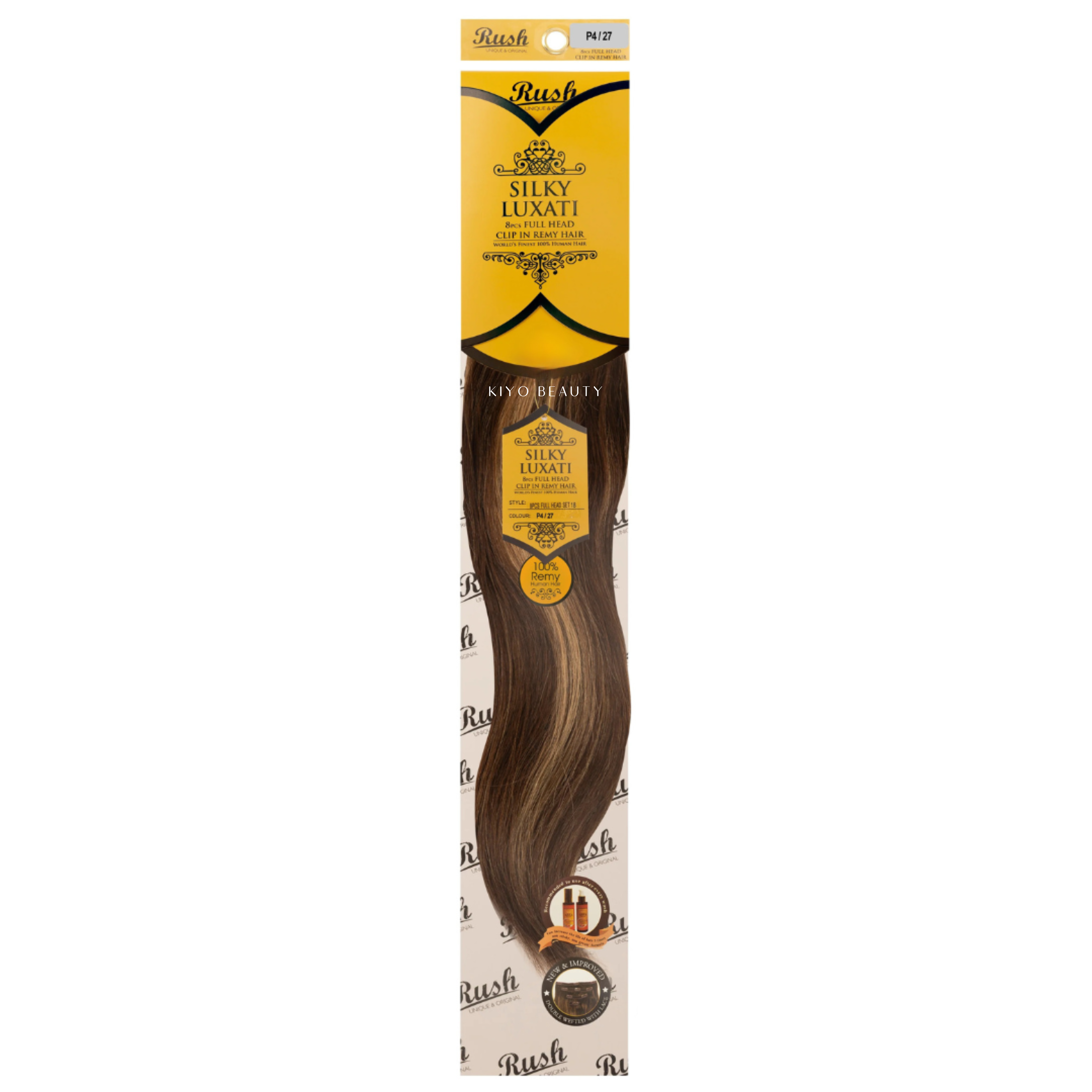 Rush Silky Luxati Human Hair Extension 8pc Full Head Clip in 18"