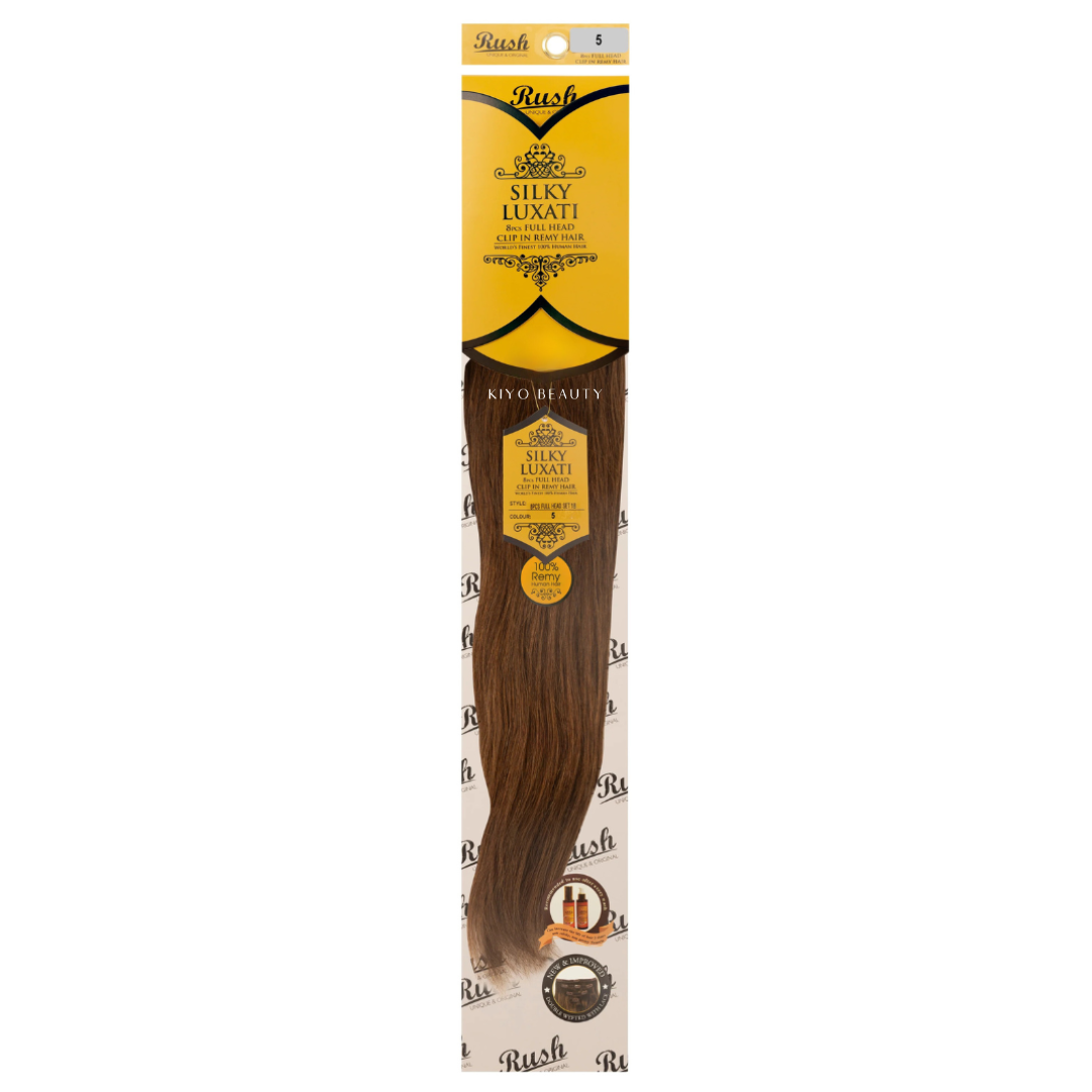 Rush Silky Luxati Human Hair Extension 8pc Full Head Clip in 18"