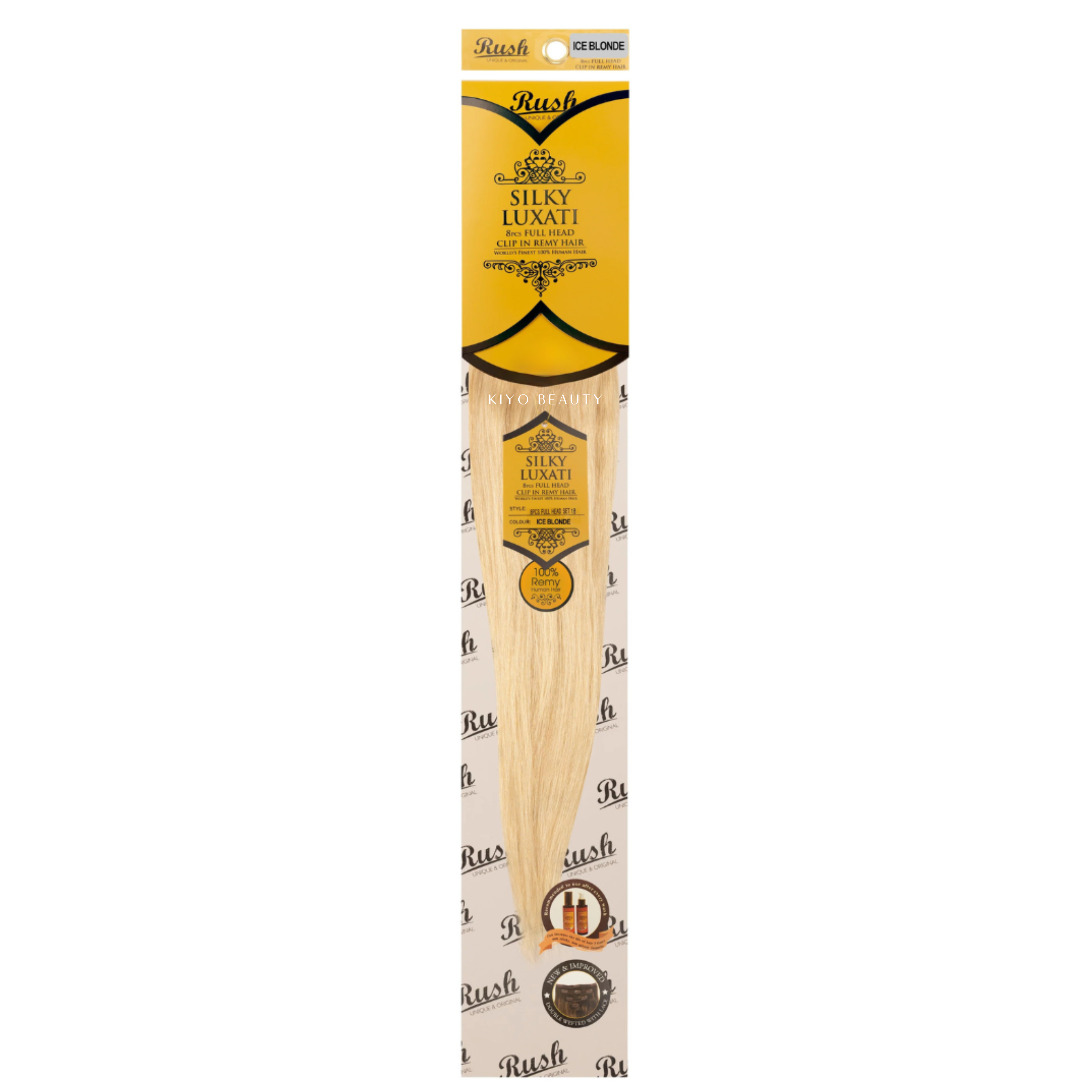 Rush Silky Luxati Human Hair Extension 8pc Full Head Clip in 18"