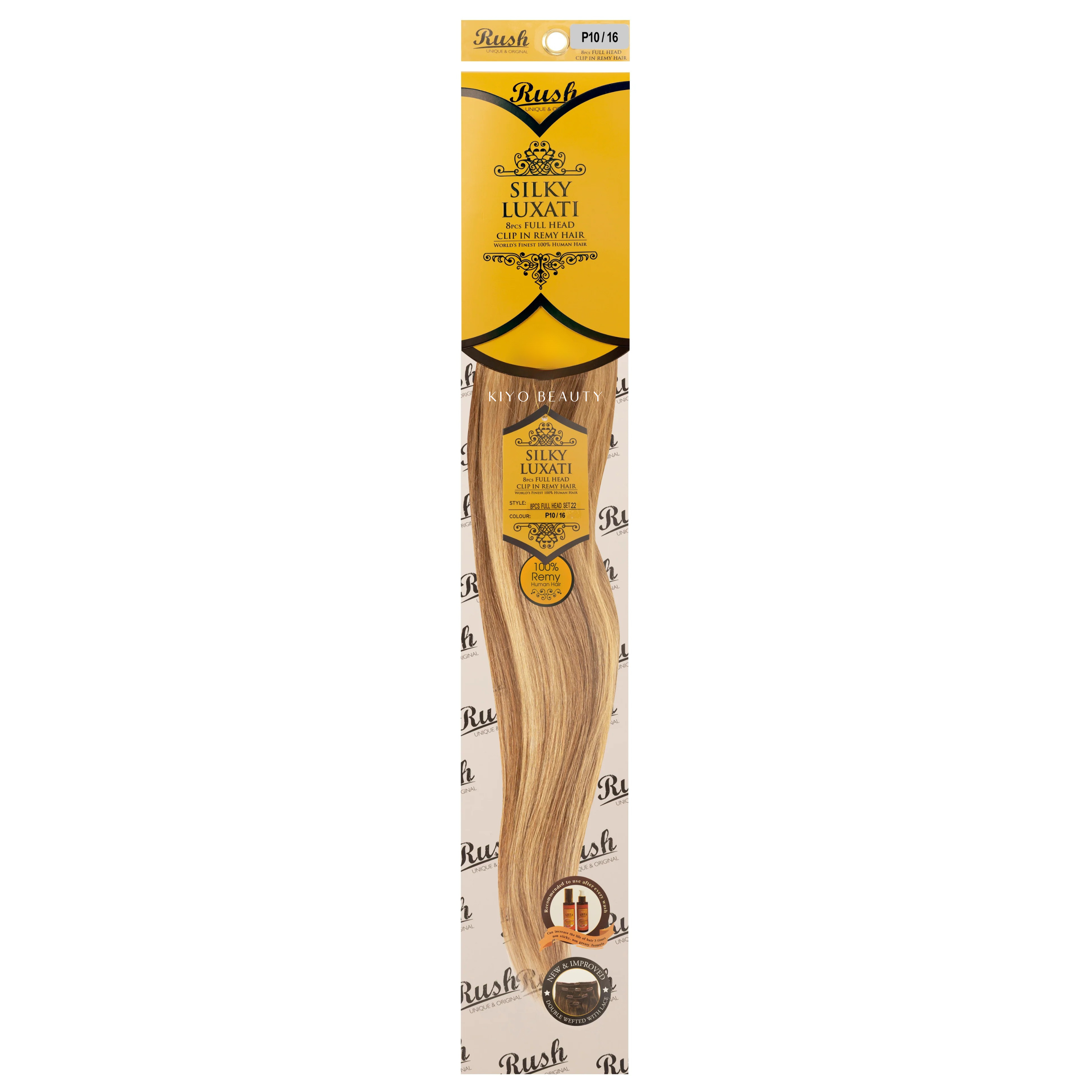 Rush Silky Luxati Human Hair Extension 8pc Full Head Clip in 22"