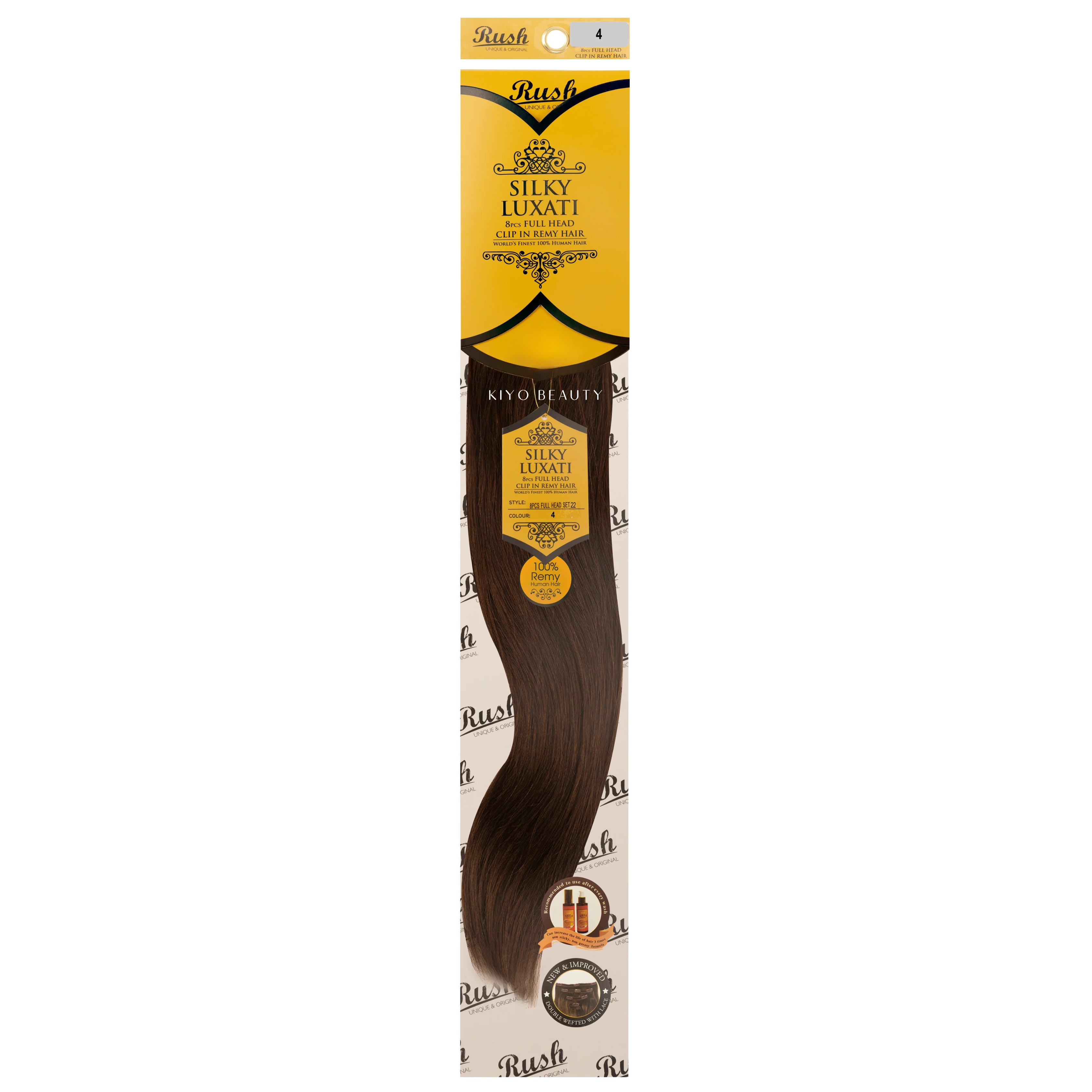Rush Silky Luxati Human Hair Extension 8pc Full Head Clip in 22"