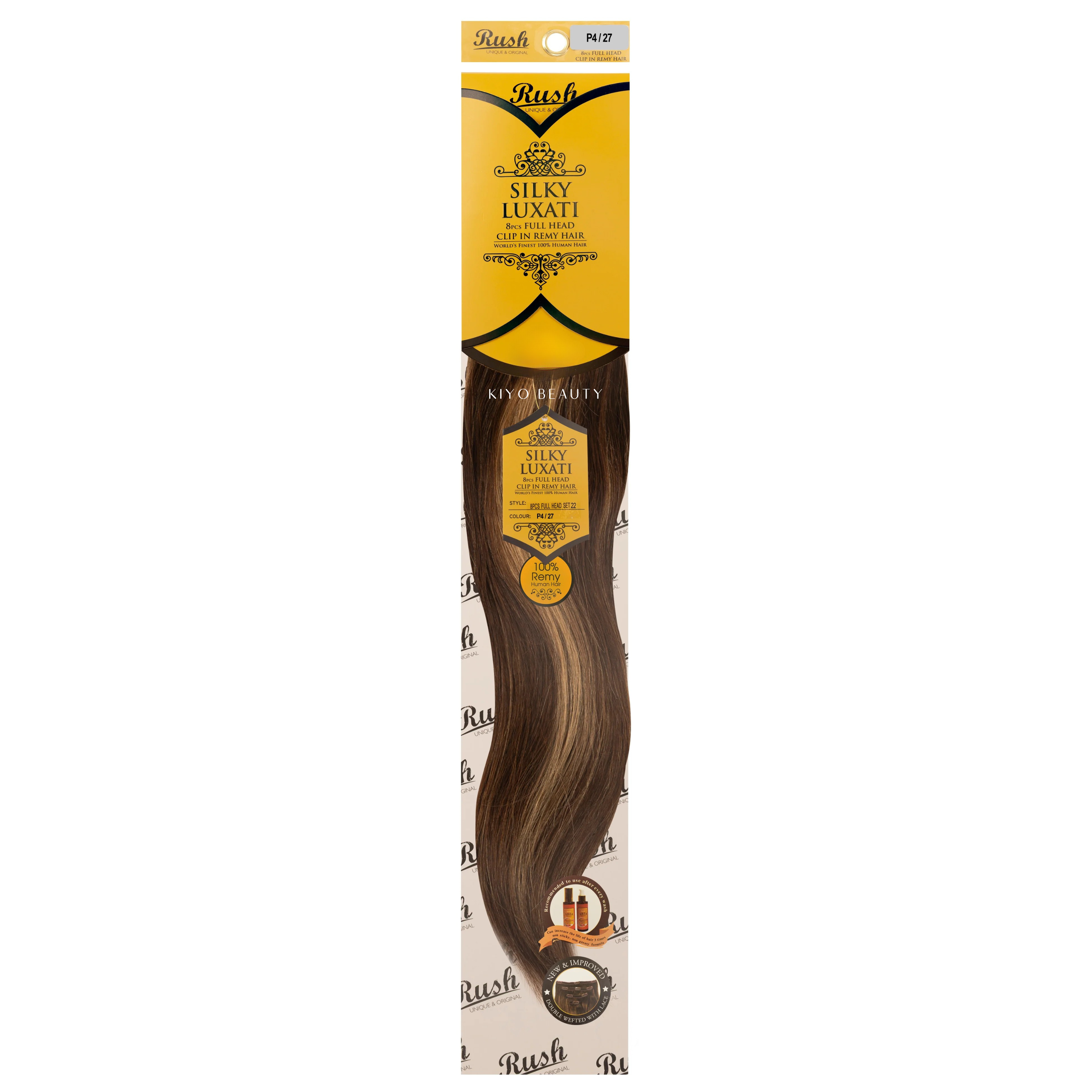 Rush Silky Luxati Human Hair Extension 8pc Full Head Clip in 22"