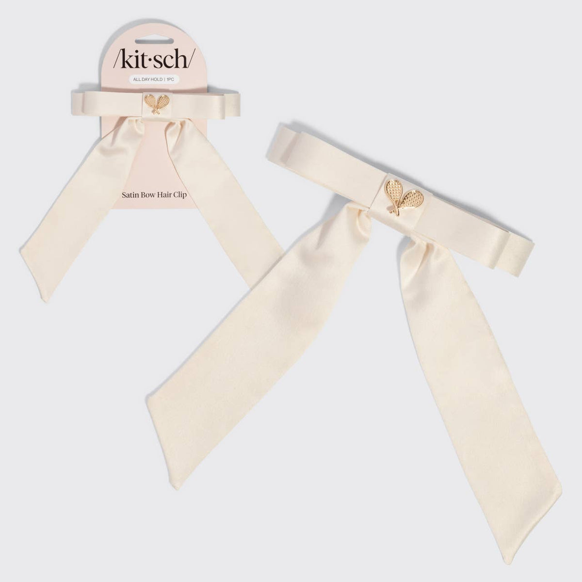 Kitsch Satin Bow Hair Clip - Cream