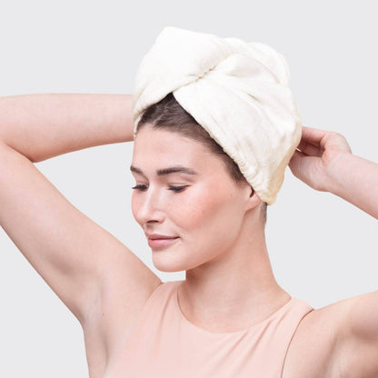Kitsch Quick Dry Hair Towel Turban - Ivory