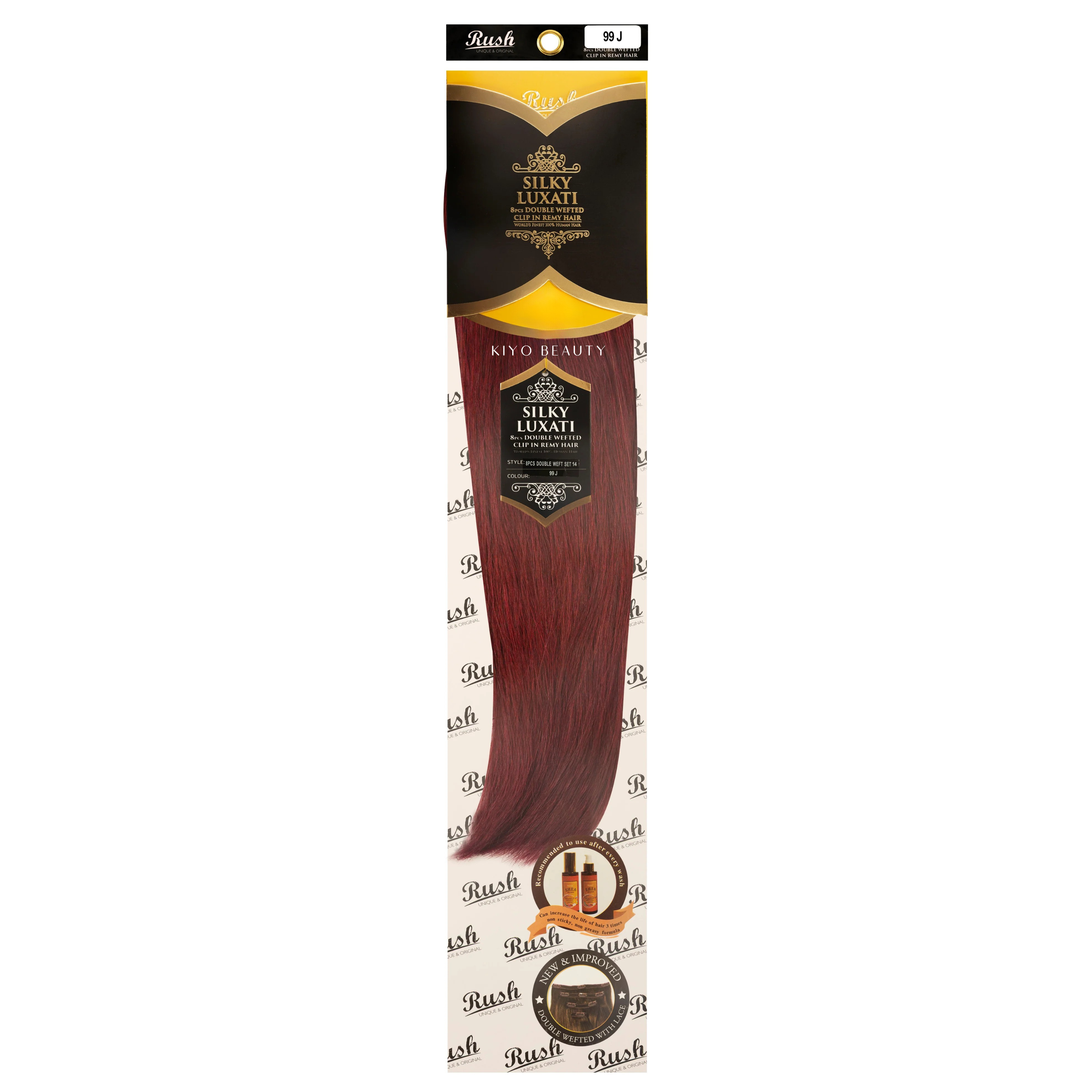 Rush Silky Luxati Human Hair Extension 8pc Full Head Double Weft Clip in 14"