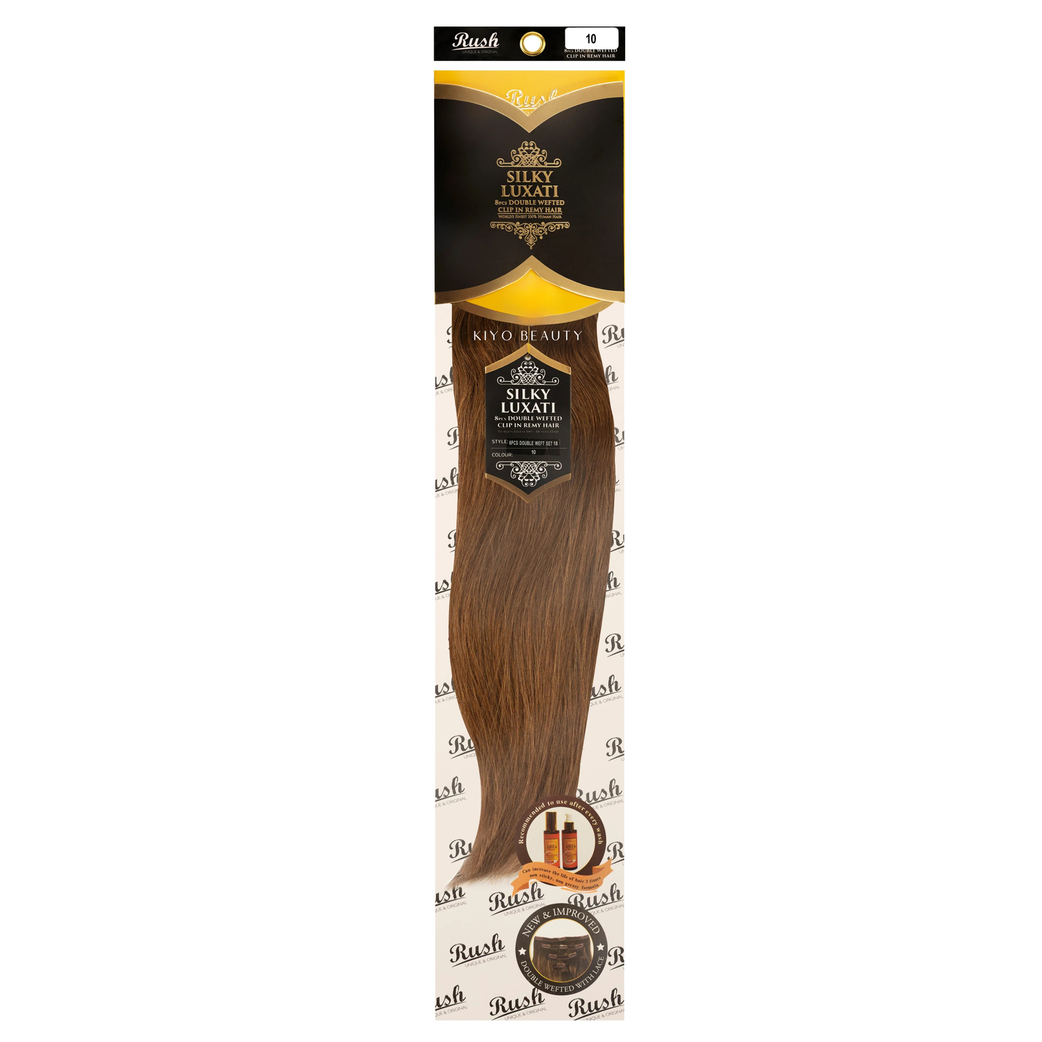 Rush Silky Luxati Human Hair Extension 8pc Full Head Double Weft Clip in 18"