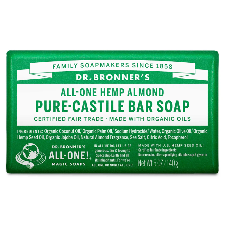 Dr. Bronner's All-One Hemp Almond Pure-Castile Bar Soap 140g