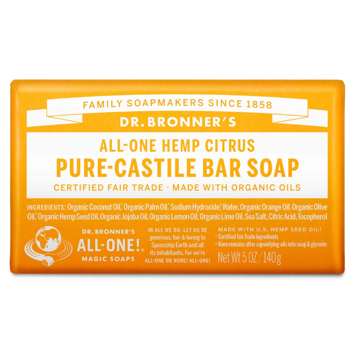 Dr. Bronner's All-One Hemp Citrus Pure-Castile Bar Soap 140g