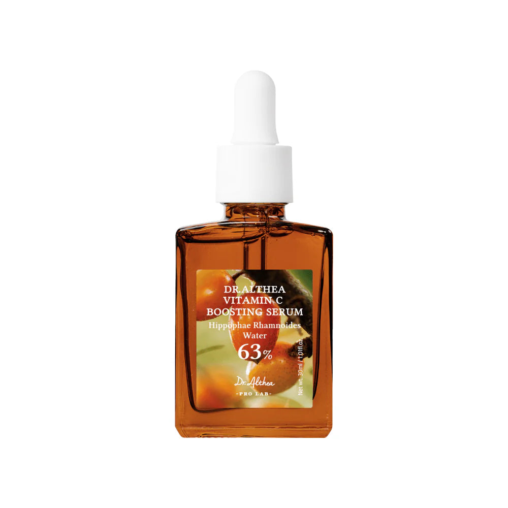 Dr. Althea Vitamin C Boosting Serum bottle with dropper on a white background
