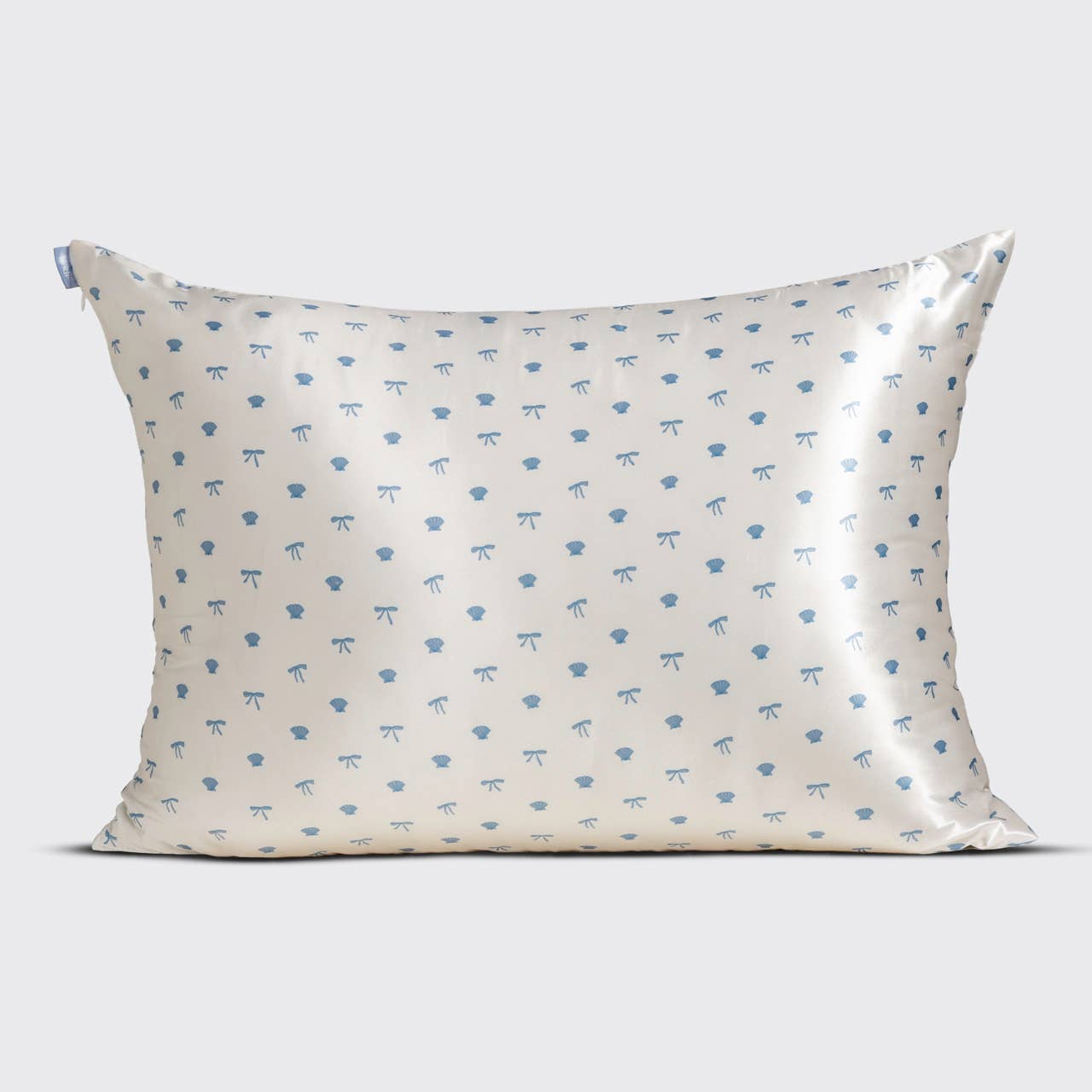 Kitsch Standard Satin Pillowcase - Pearlized Cream &amp; Coastal Blue Print