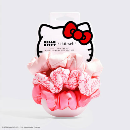 Kitsch x Hello Kitty Recycled Fabric Puffy Scrunchies 3pc Set