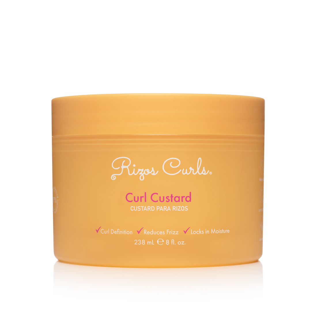 Rizos Curls Curl custard in orange jar. for curl definition and frizz control