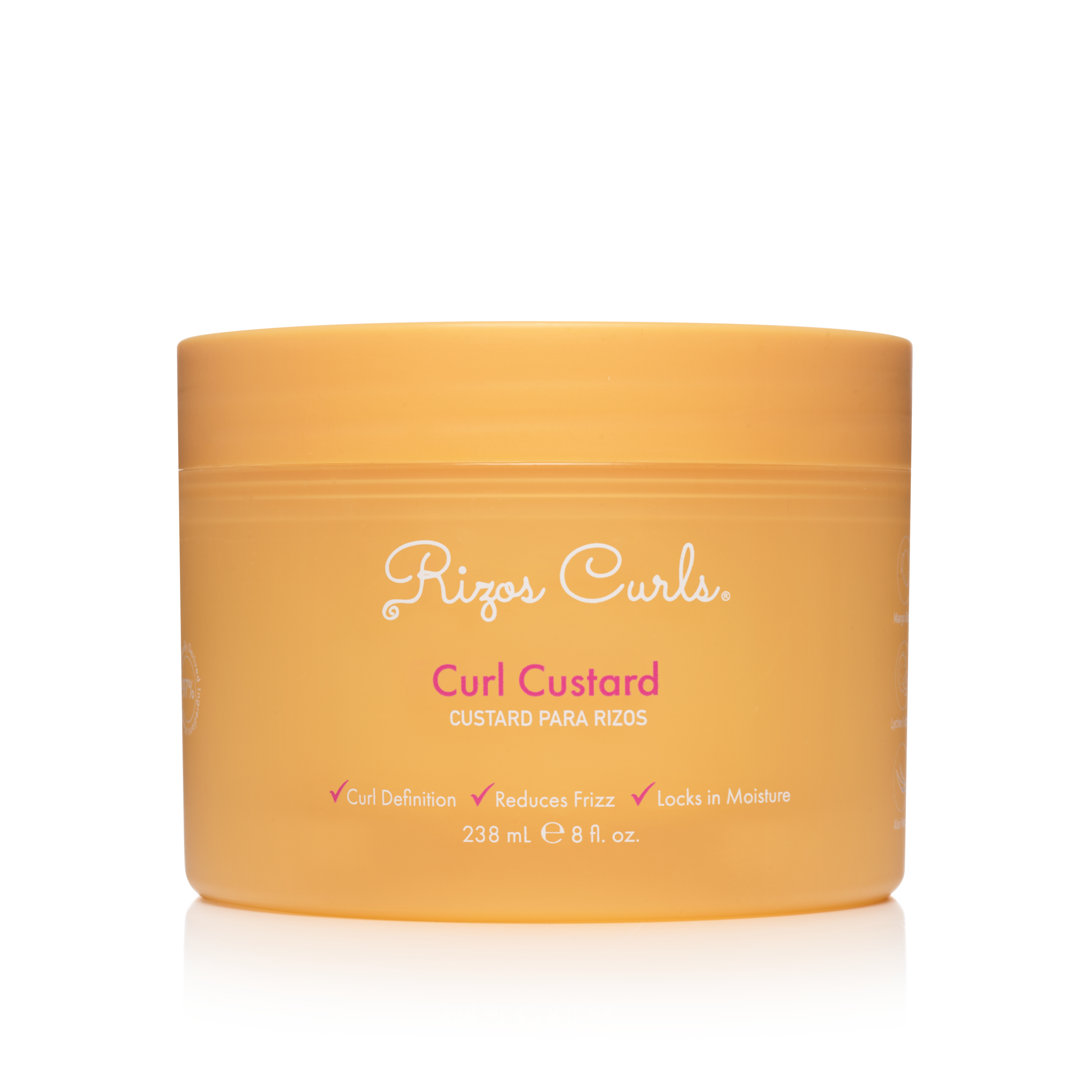 Rizos Curls Curl custard in orange jar. for curl definition and frizz control