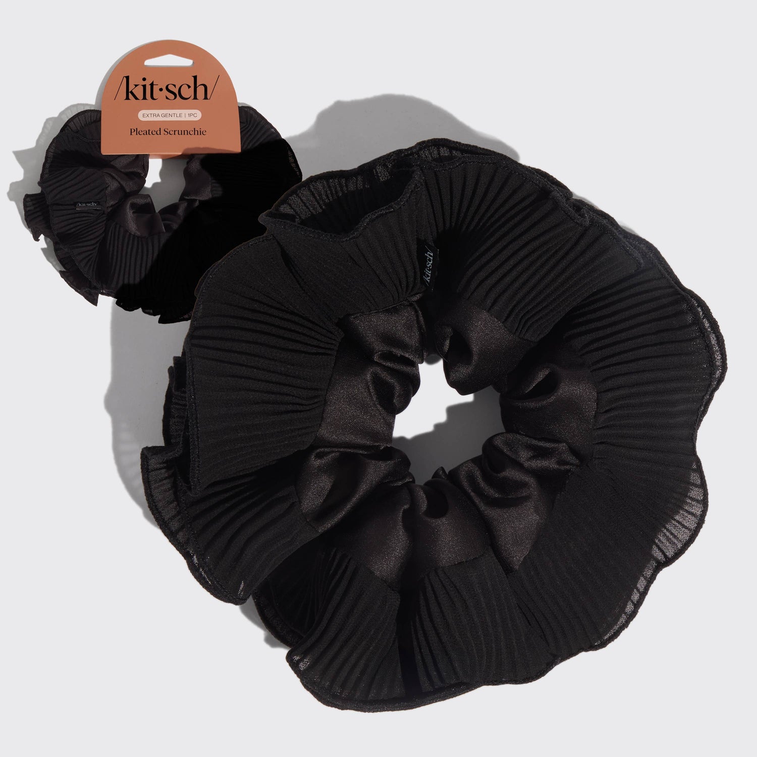 Kitsch Pleated Scrunchie - Halloween Black