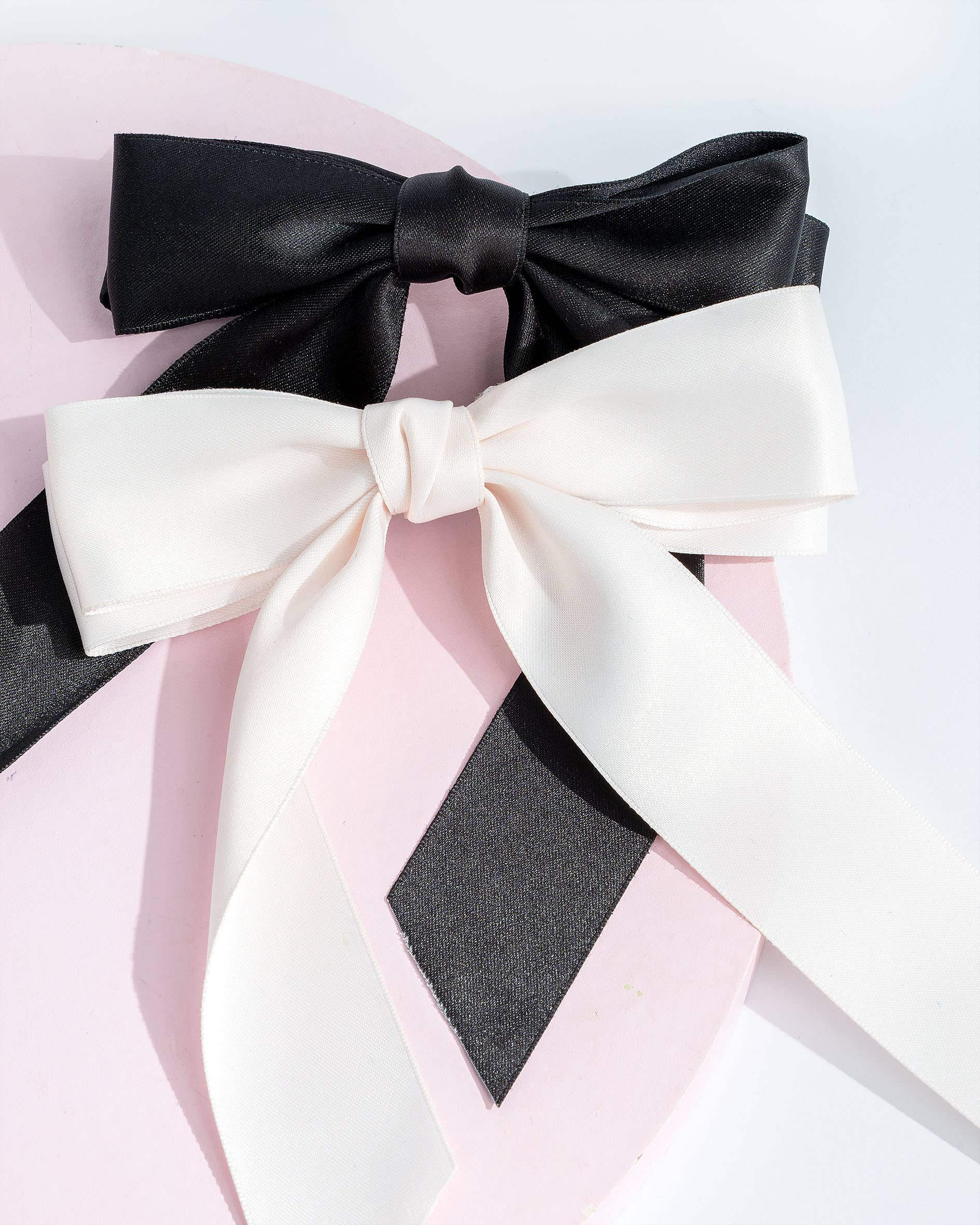 Brushworks Satin Hair Bow Duo – Black & White