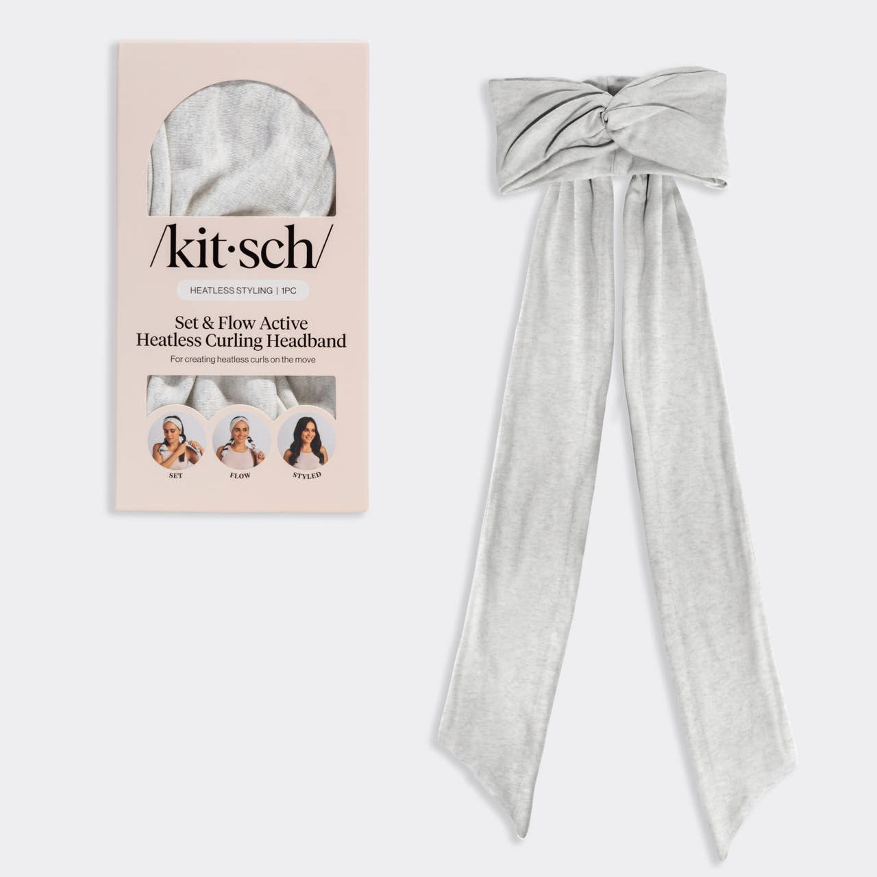 Kitsch Set & Flow Heatless Curling Headband - Heather Gray