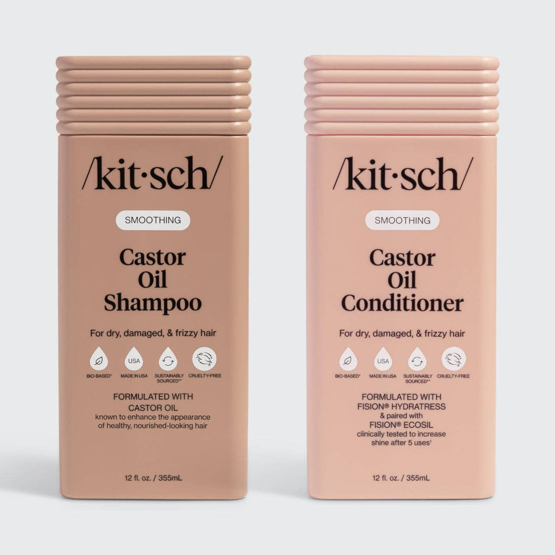 Kitsch Smoothing Castor Oil Shampoo &amp; Conditioner Bottle Duo - 2pc