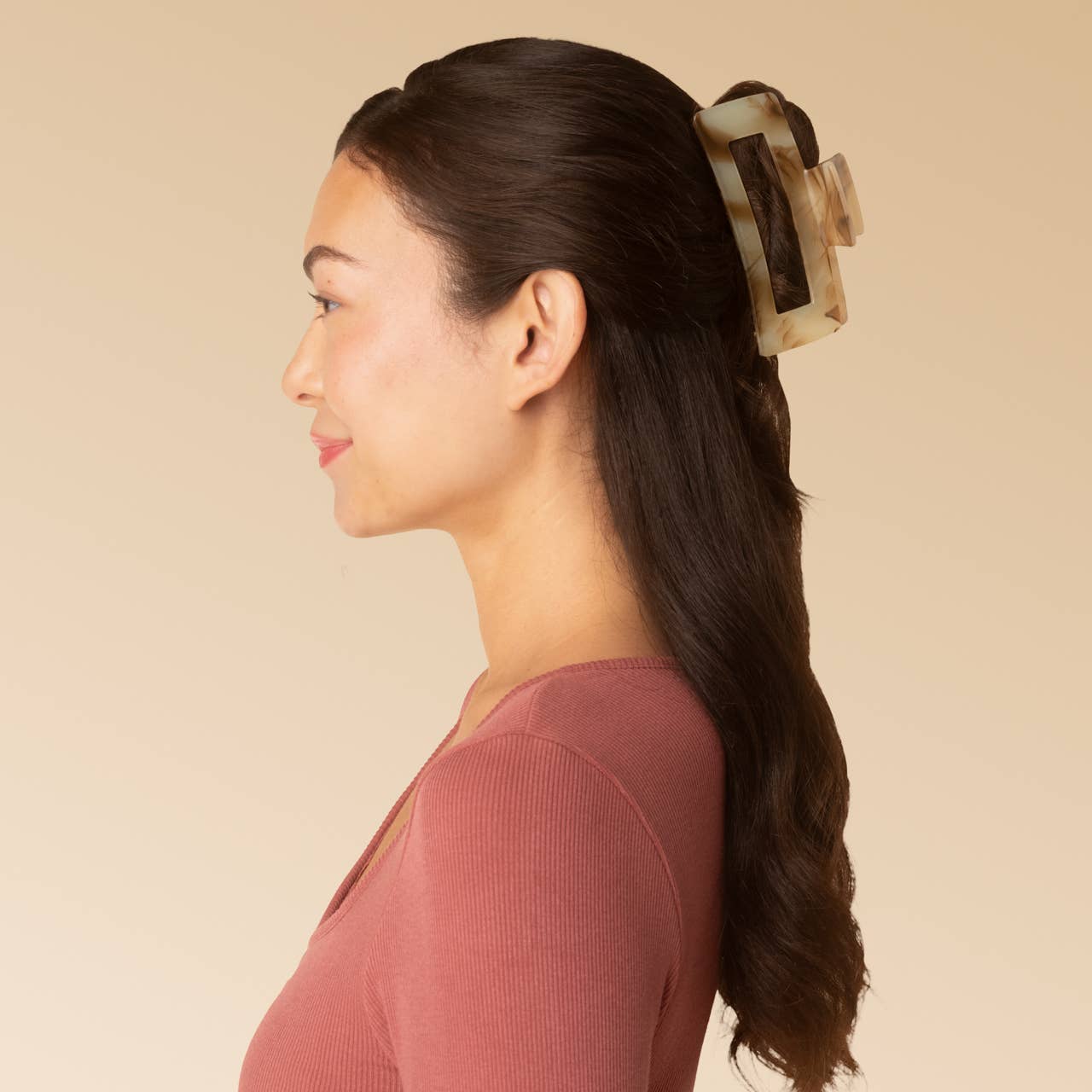 Kitsch Jumbo Open Shape Claw Clip - Chocolate Marble
