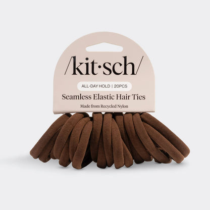 Kitsch Seamless Hair Elastics 20pc Set - Chocolate