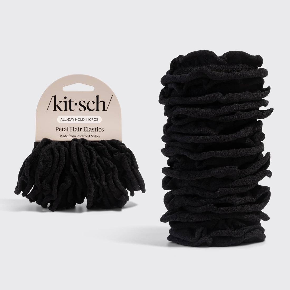 Kitsch Petal Hair Elastics 10pc Set - Black