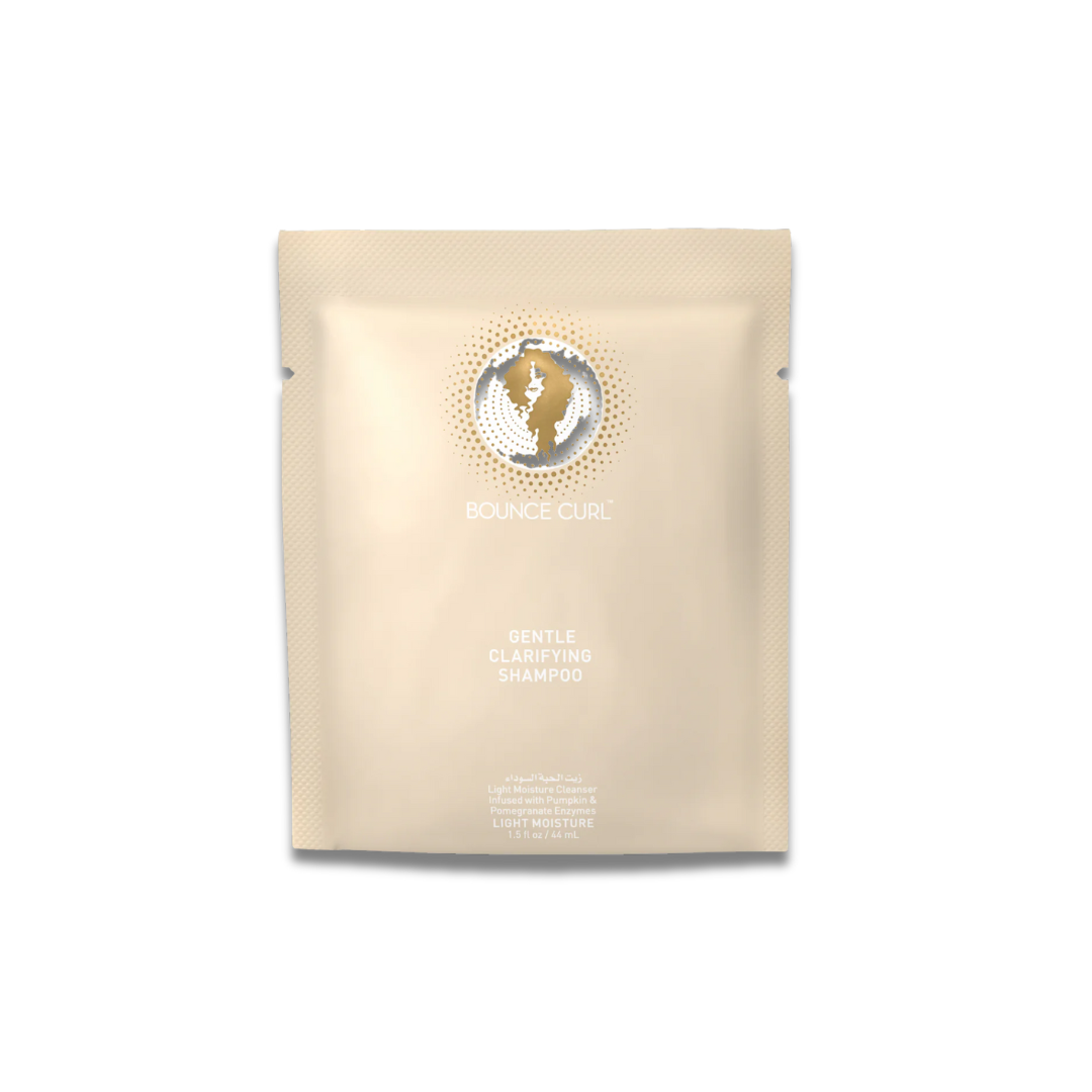 Bounce Curl Gentle Clarifying Shampoo with brand logo on a white background