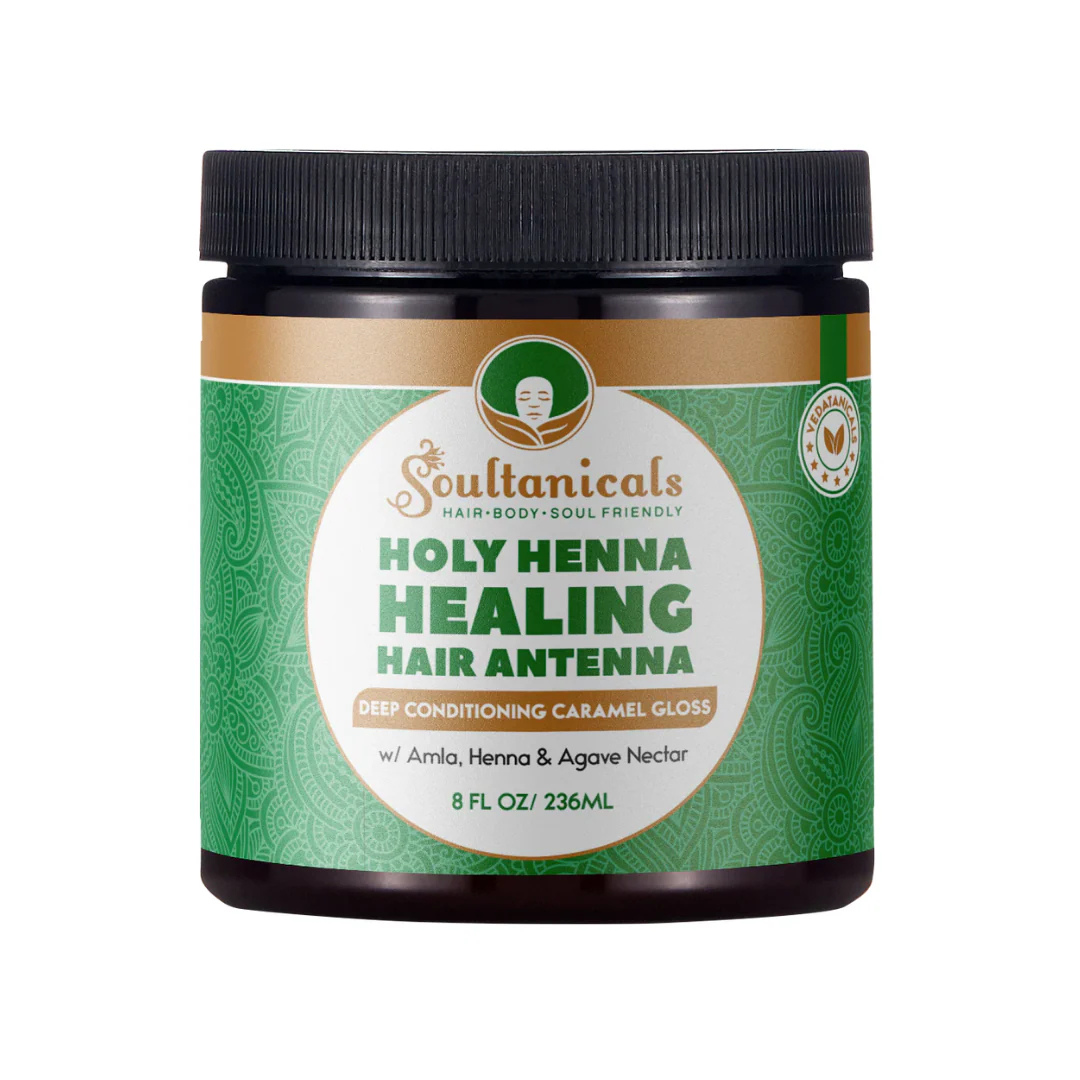 Soulcanicals Holy Henna Healing Hair Antenna jar on a white background