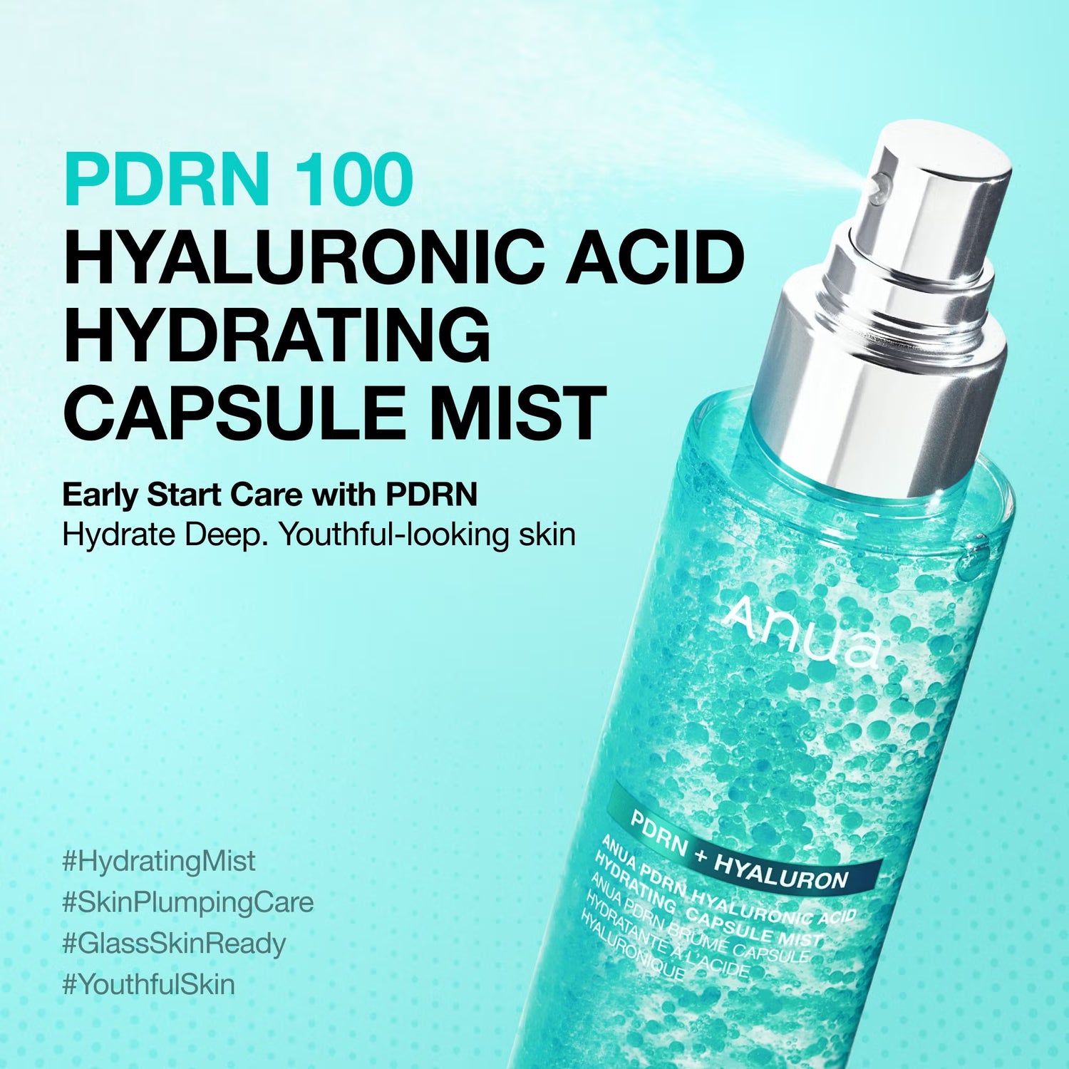 Anua PDRN Hyaluronic Acid Hydrating Capsule Mist 100ml infographic