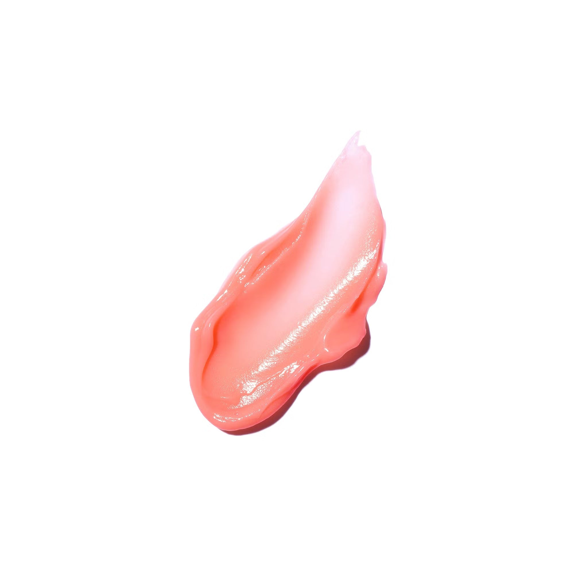 Pink lip gloss swatch on a white background