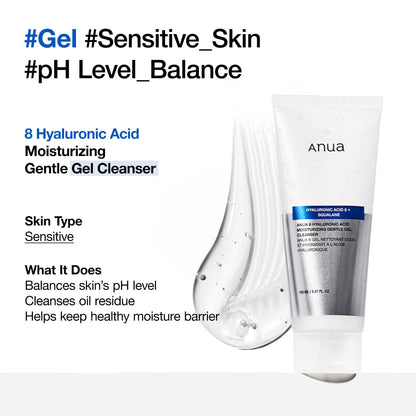 Anua 8 Hyaluronic Acid Hydrating Gentle Gel Cleanser 150ml